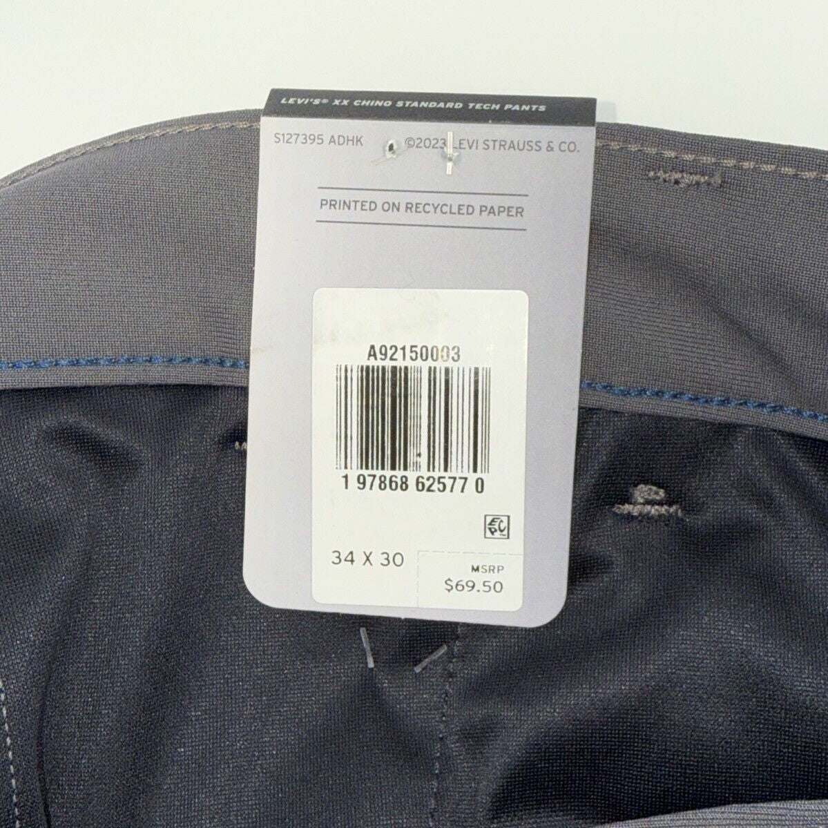 $69 Levi’s XX Chino Standard Tech Men’s Pants- Charred Grey- 34Wx30L