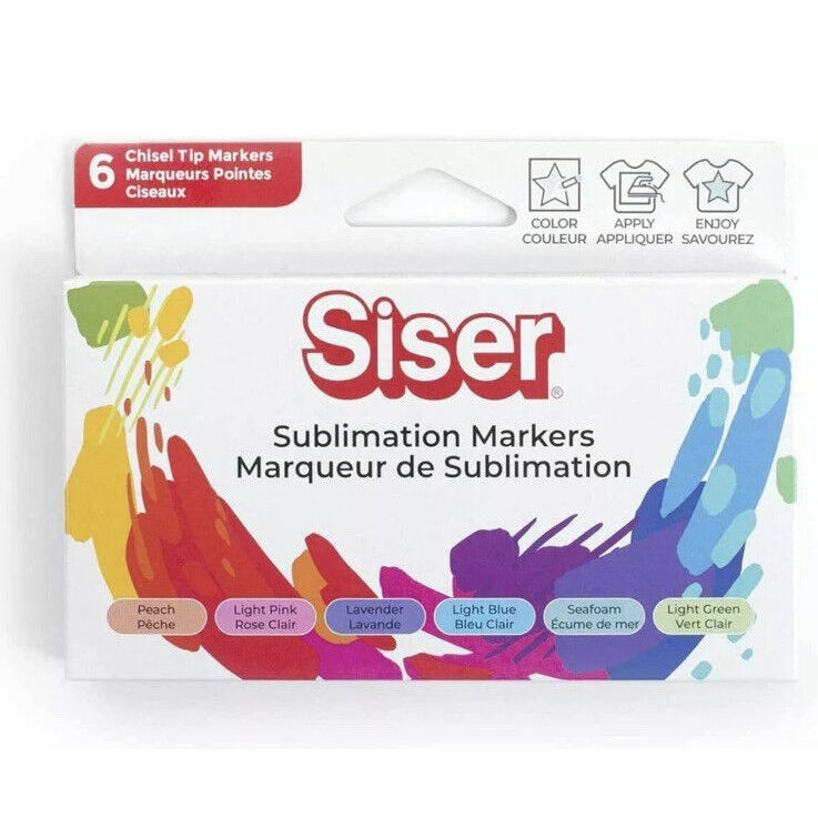 Siser Sublimation Markers -6 Iron-on Heat Transfer Markers for T-Shirts -Pastel