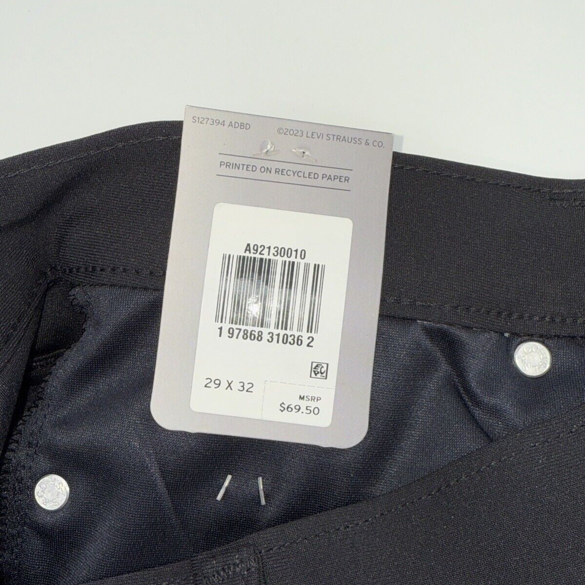 $70 Levi's Men's 511 Slim Tech Pants Stretch A92130010- Black- 29W 32L - New Tag