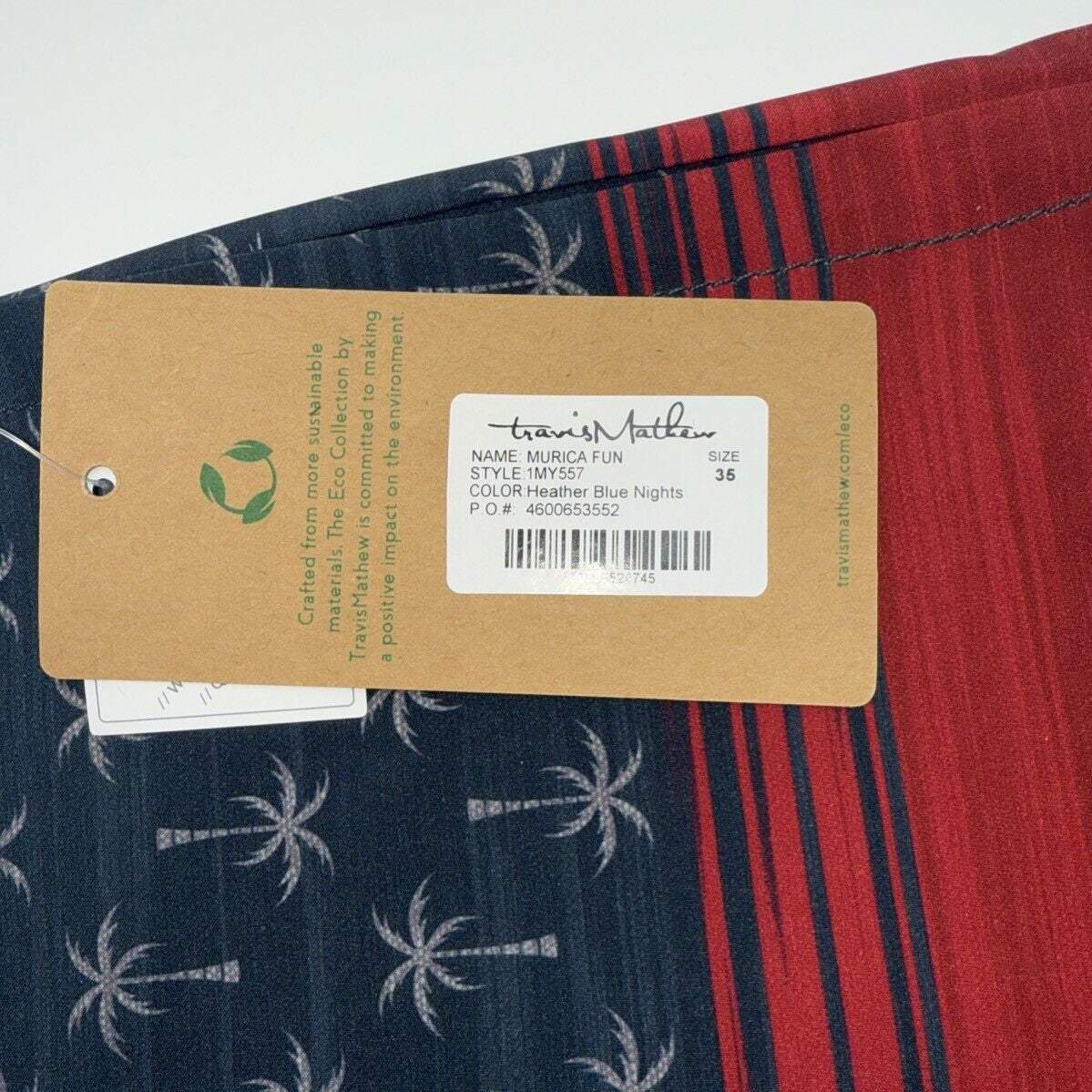 $95 Travis Mathew Men's Murica Fun BoardShorts 8”- Blue Nights- Size: 35”-New