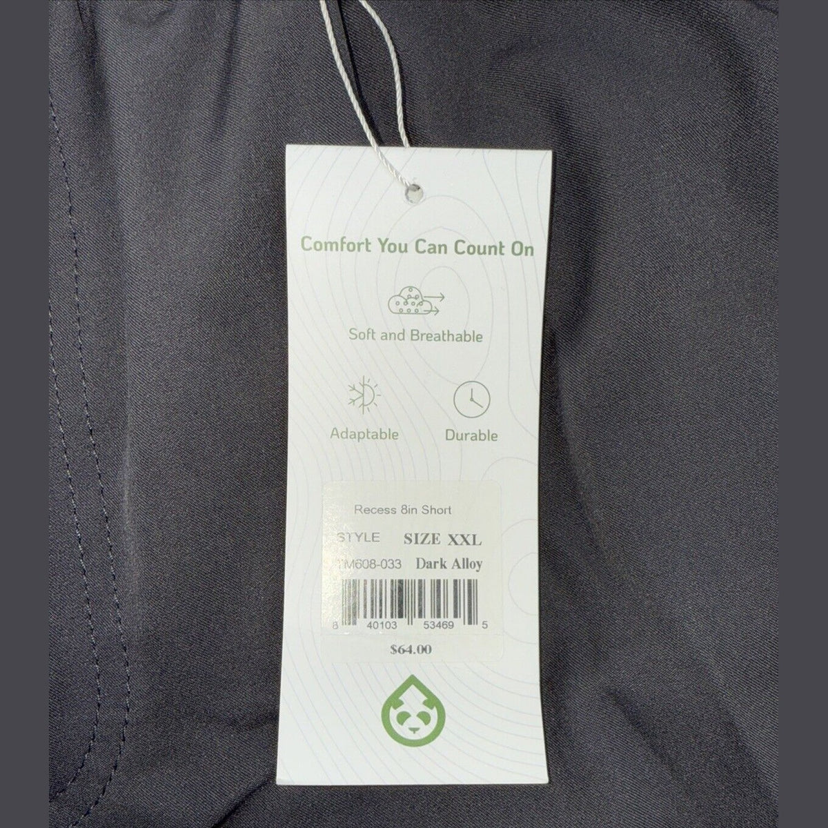 $64 Tasc Men's Weightless Recess 8" Tech Shorts-Dark Alloy Grey-2XLarge -New Tag