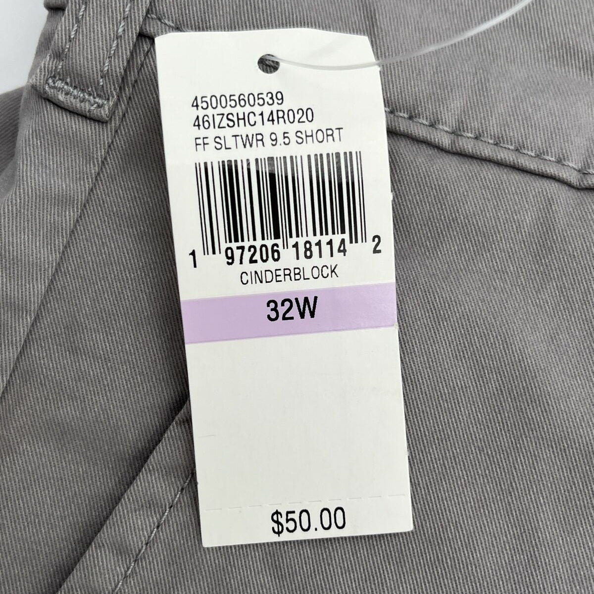 $50 Izod Men’s Classic Chino Saltwater 9.5” Shorts -Cinderblock Taupe-32W-New