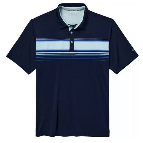 Walter Hagen Men’s Perfect 11 Chest Stripe Polo Shirt- Navy Day Break-Small- New