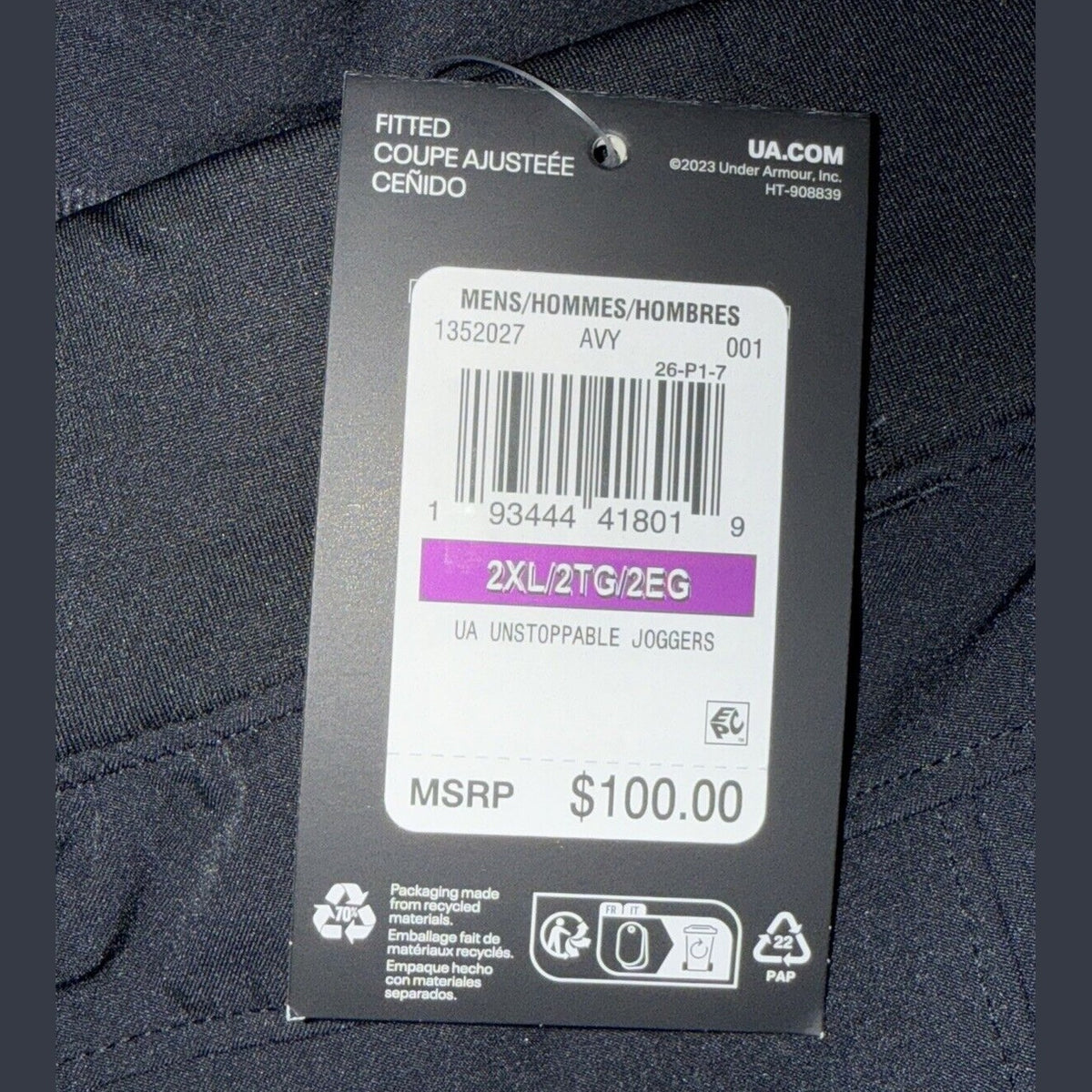 $100 Under Armour Men’s Unstoppable Tapered Training Joggers -Black-2XLarge-New