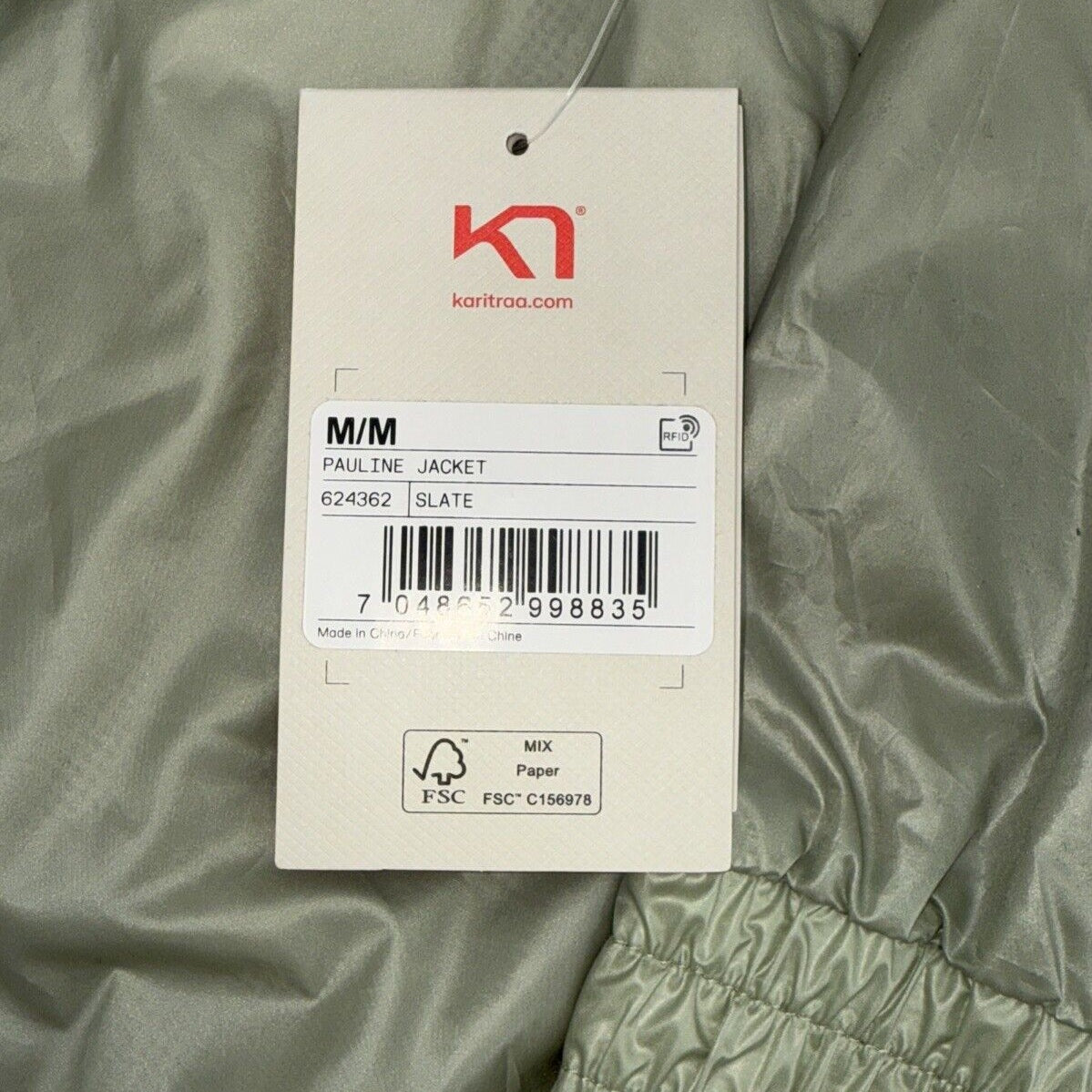 $120 Kari Traa Women’s Pauline Jacket Rain/Run Training-Slate Green- Medium- New