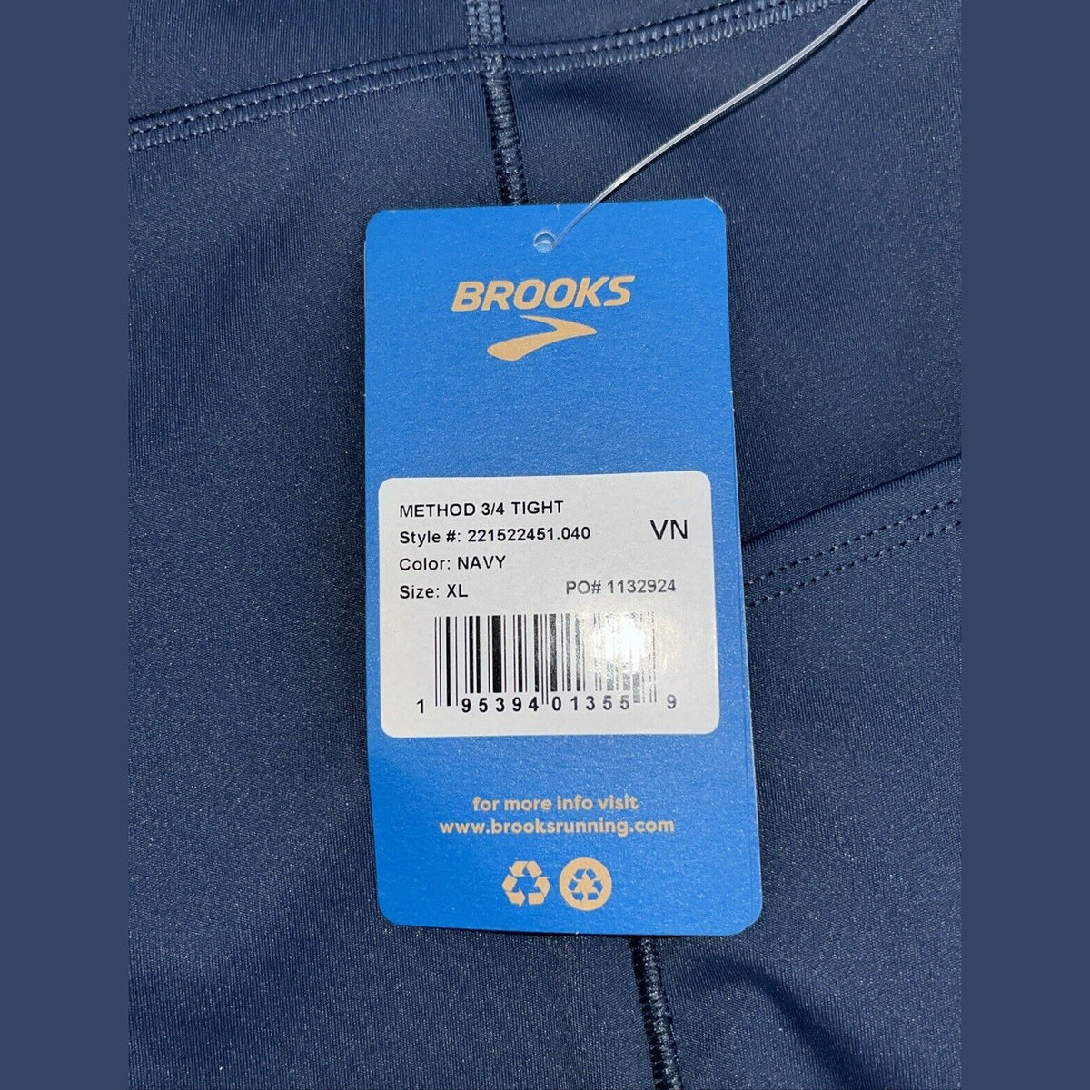 $95 Brooks Women’s Method 3/4 Tights - Navy - XLarge - New With Tags