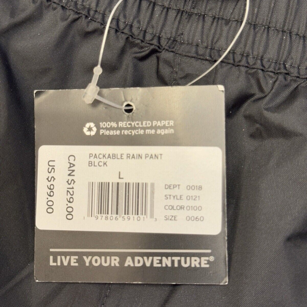 $99 Eddie Bauer Men’s WeatherEdge Packable Waterproof Rain Pants -Black- Large