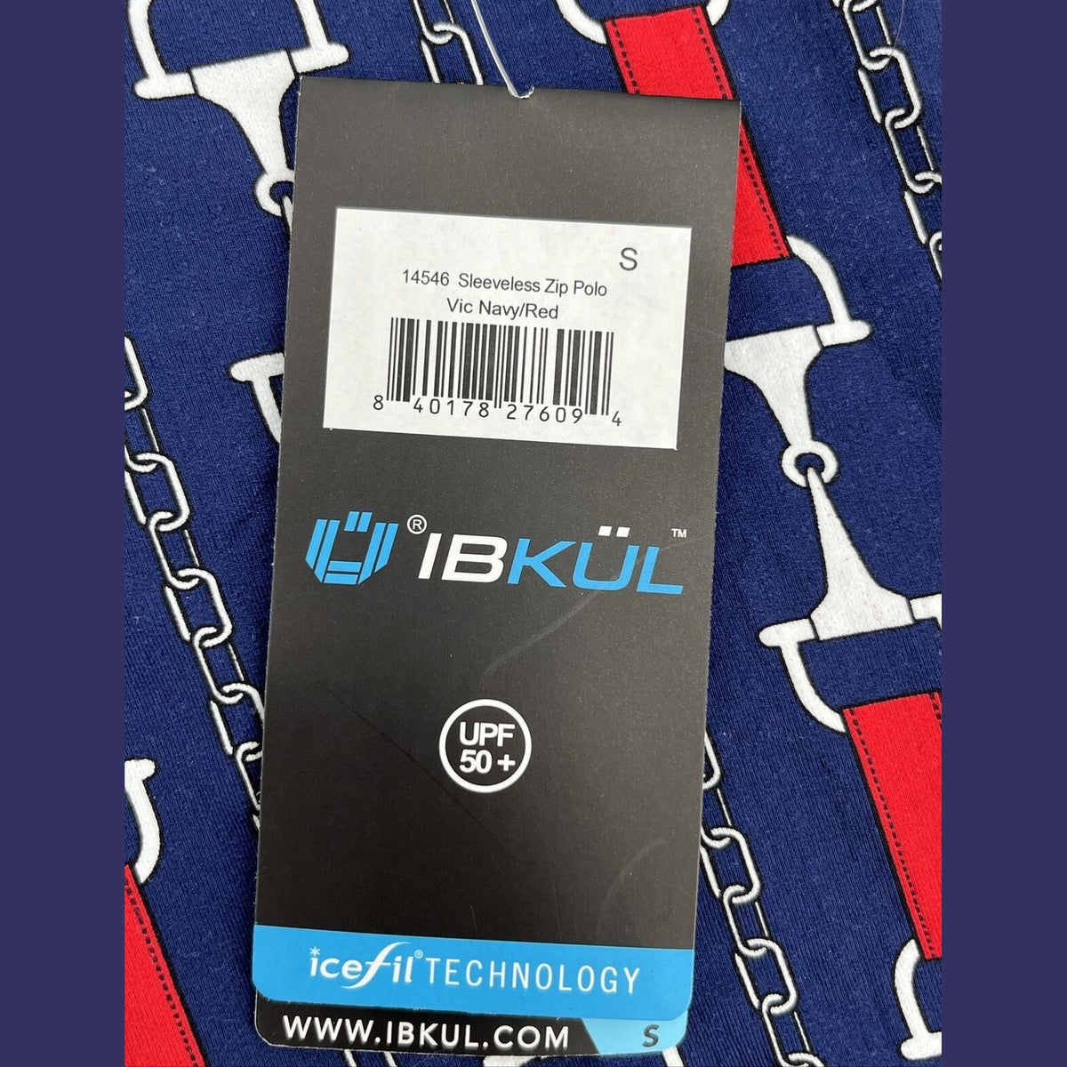 $89 IBKUL Women’s Sleeveless Zip Polo Top Shirt-Vic Navy / Red - Small-New