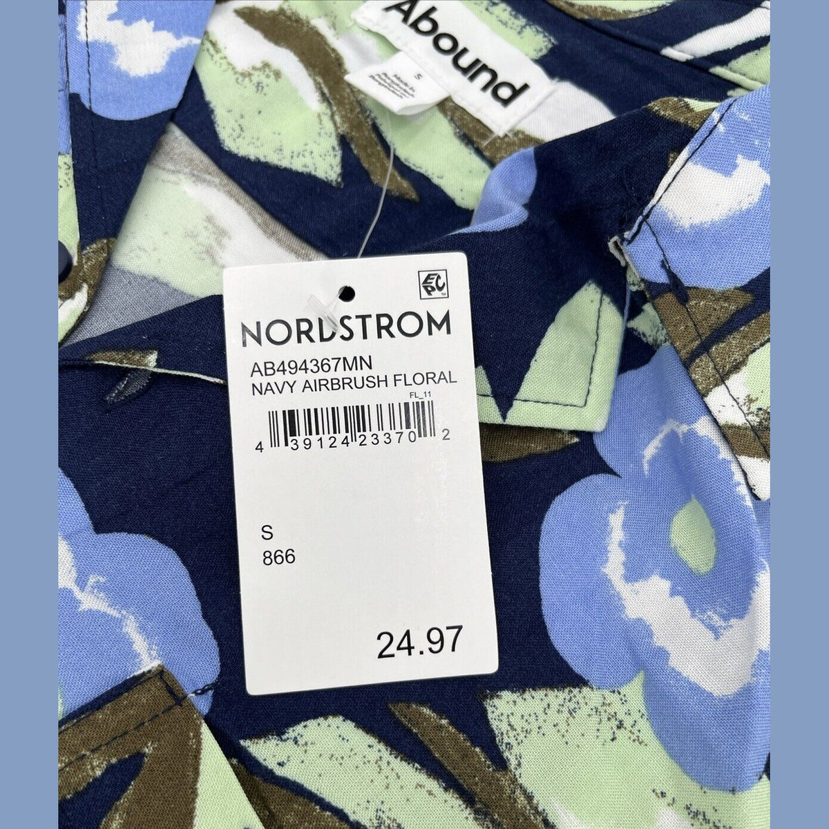Abound By Nordstrom Men’s Button Soft Shirt-Navy Airbrush - Small- NEW Tag