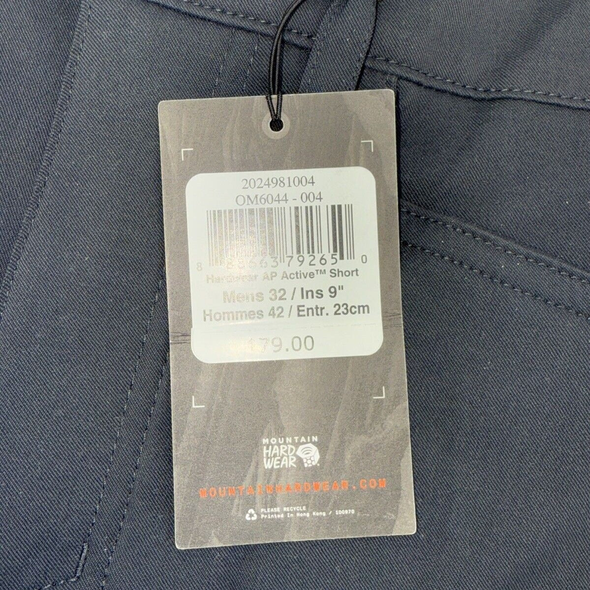$79 Mountain Hardwear Men’s AP Active Shorts Hiking 9” - Black-Size: 32”W- NEW