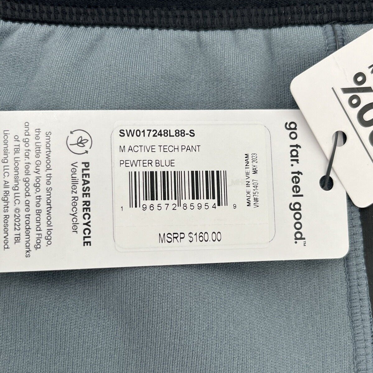 $160 Smartwool Men’s Active Tech Fleece Pants - Pewter Blue- Small - New Tags