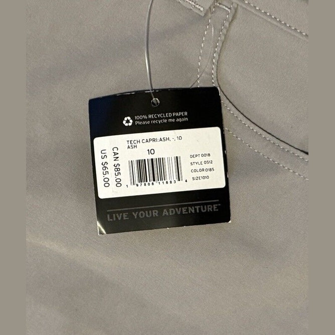 $65 EDDIE BAUER Women’s Tech Capri Pants Stretch- Ash -Size: 10-NEW