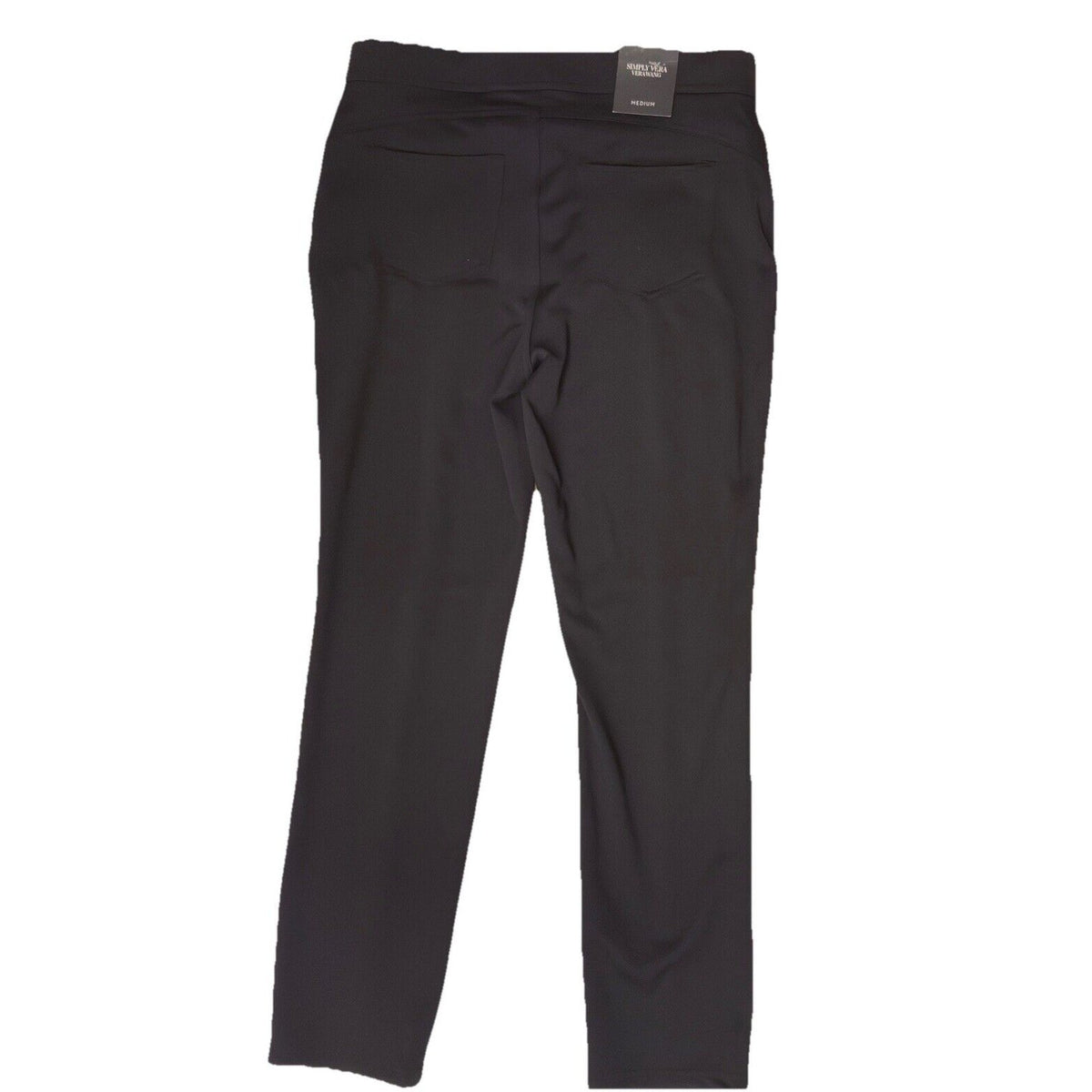 Simply Vera Wang Women’s Mid-Rise Pintuck Ponte Skinny Pants- Black -Small