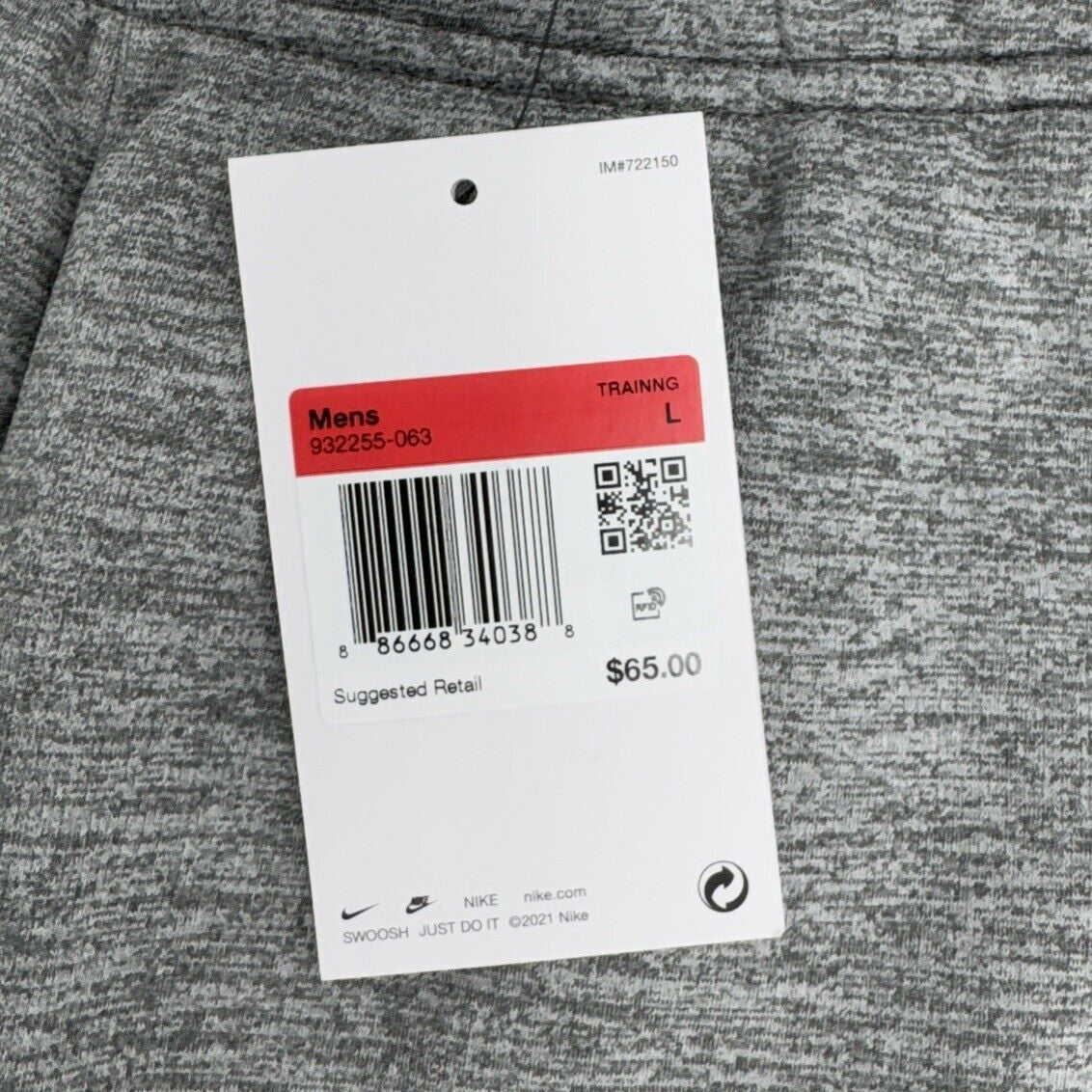 Nike Men’s Therma Jogger Pants - Dark Gray Heather - Large- New