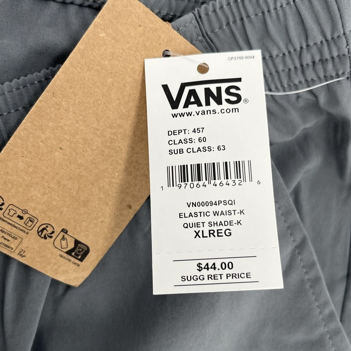 Vans Boy's Vanphibian Elastic Relaxed Shorts- Asphalt Gray- XLarge 30W-New $44