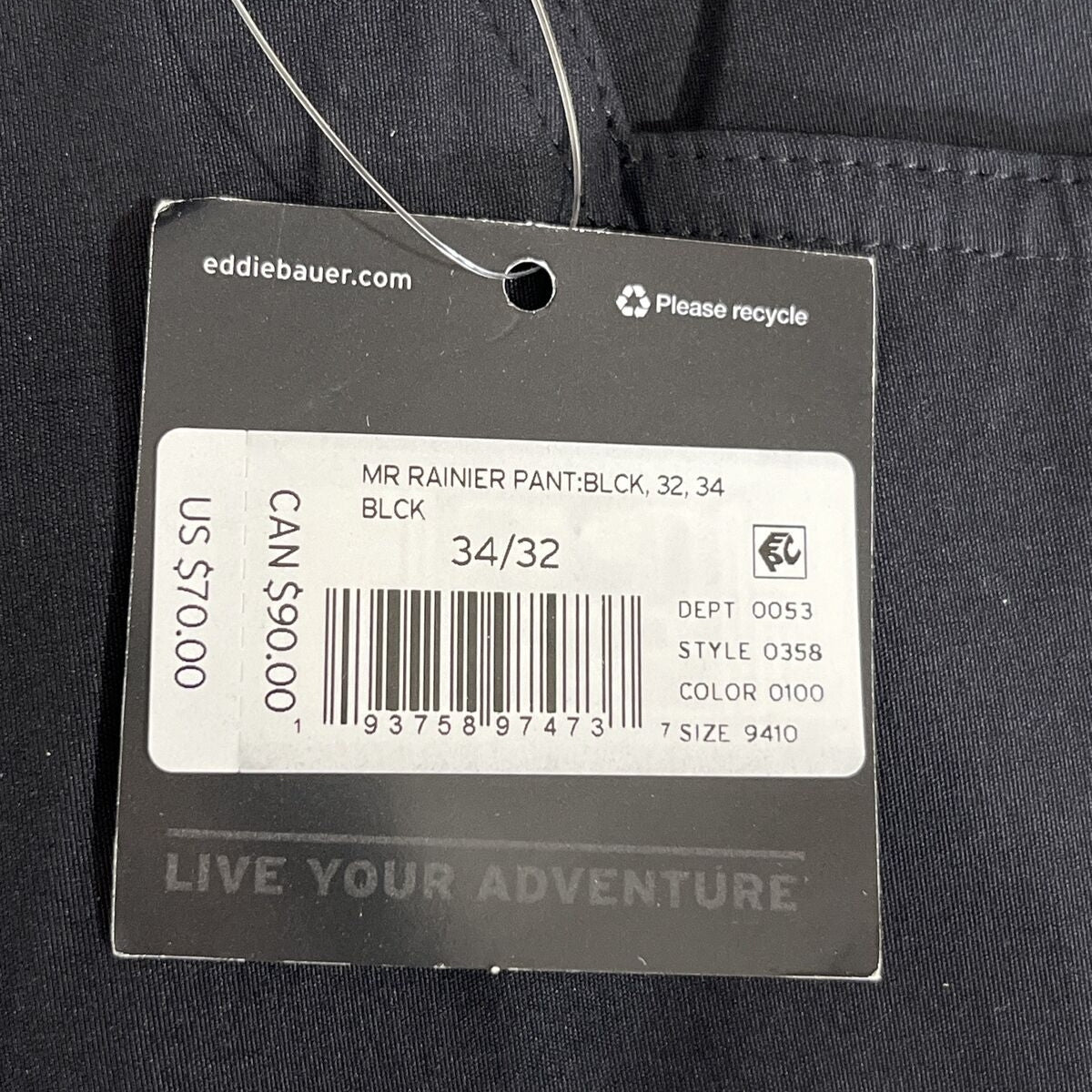 Eddie Bauer Men’s Convertible Rainier Hiking Cargo Pants -Black- 34W 32L-New Tag