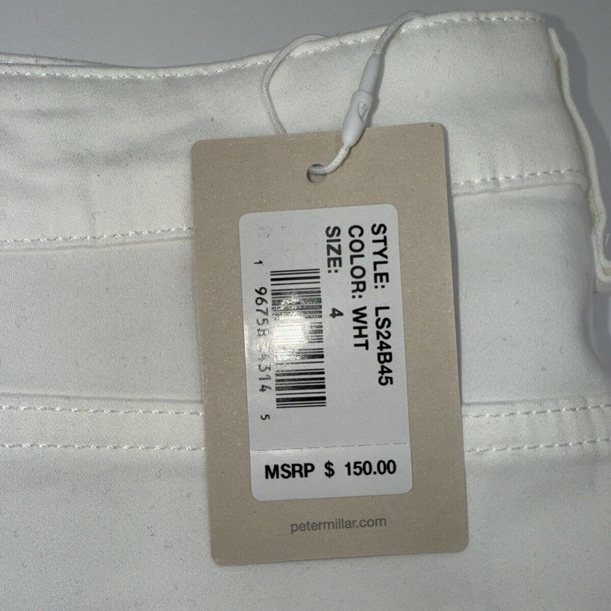 $150 Peter Millar Women's Karlie Stretch Sateen High Rise Pant-White-Size 4-NEW
