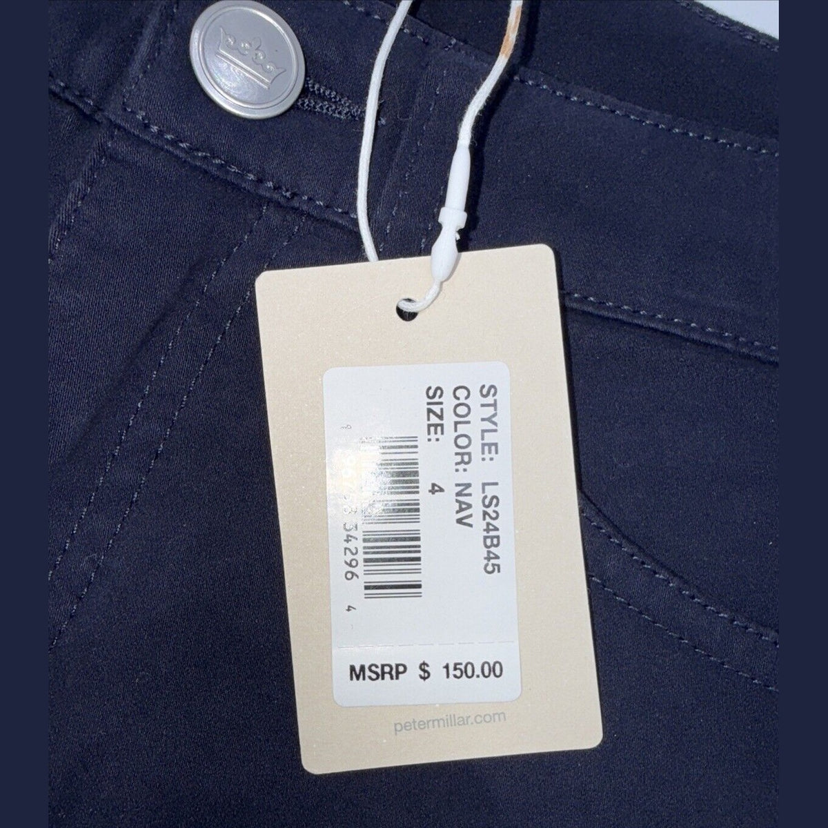 $150 Peter Millar Women's Karlie Stretch Sateen High Rise Pant-Navy-Size: 4 -NEW