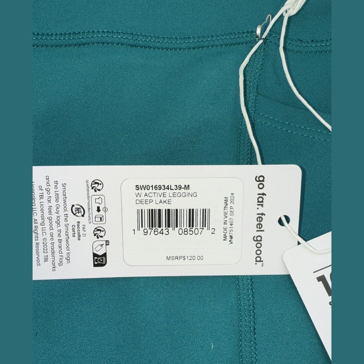 $120 Smartwool Women's Active Legging - Deep Lake Green- Medium - New With Tags