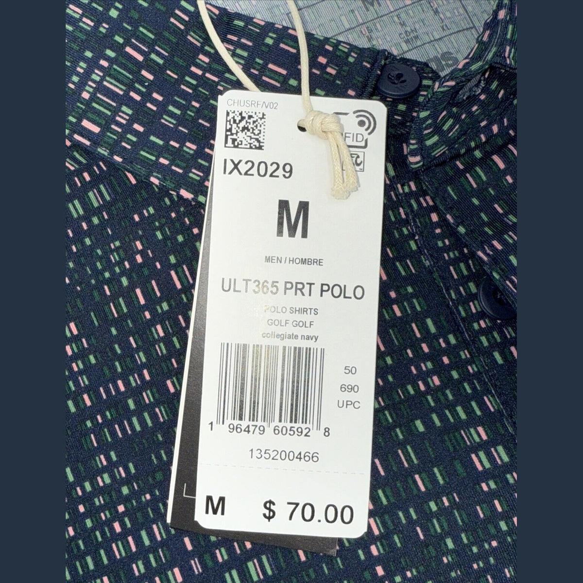 $70 Adidas Men’s Ultimate365 Power Grid Print Shirt -Collegiate Navy- Medium-New