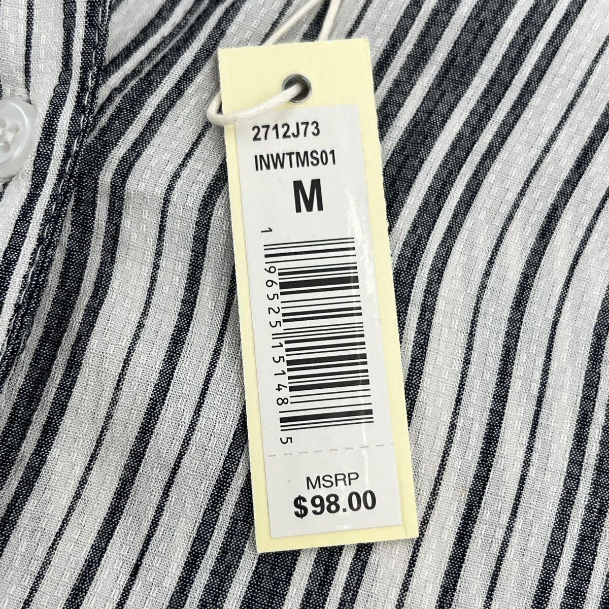 Max Studio Women’s Collard Stripes Blouse Long Sleeve-Black/White-Medium-New $98