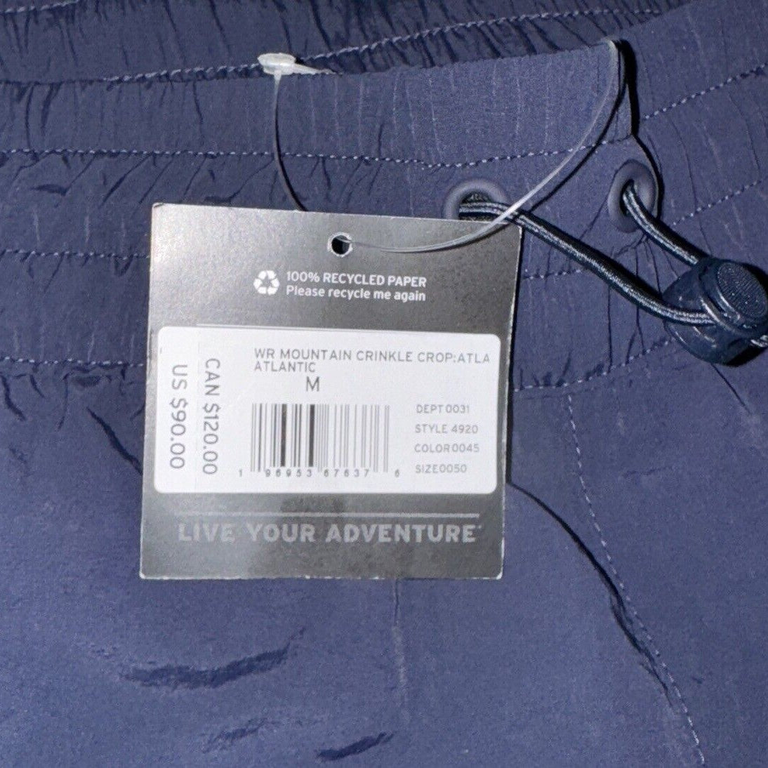 $90 Eddie Bauer Women's Mountain Crinkle Crop Pants-Atlantic Navy- Medium