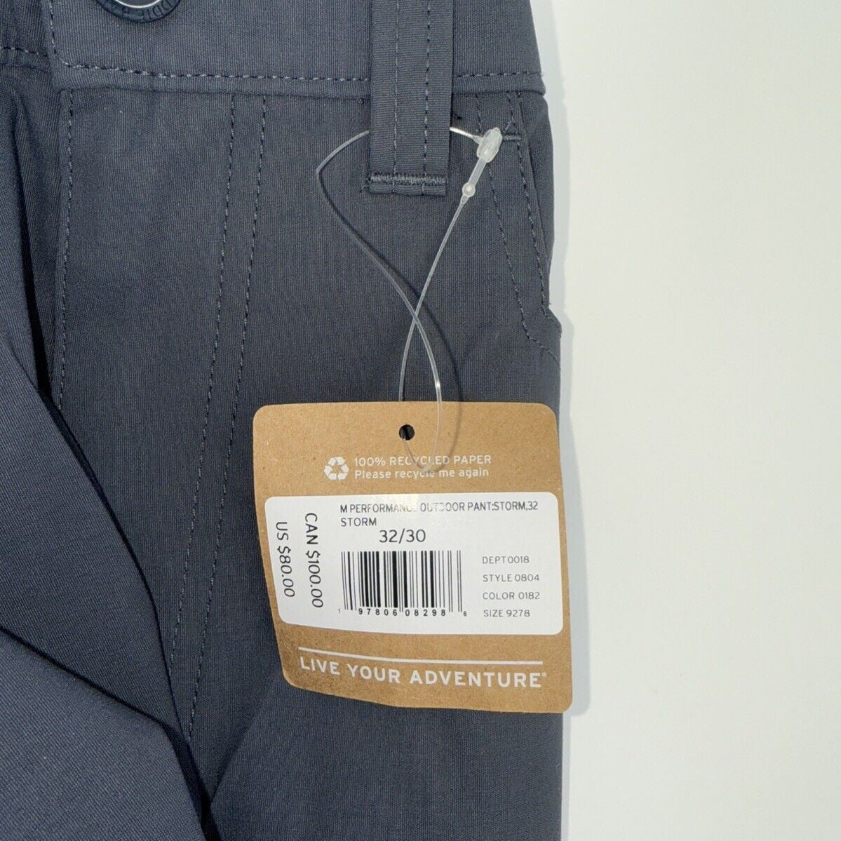 $80 Eddie Bauer Men’s Straight Fit Performance Pants- Storm Grey- 32Wx30L