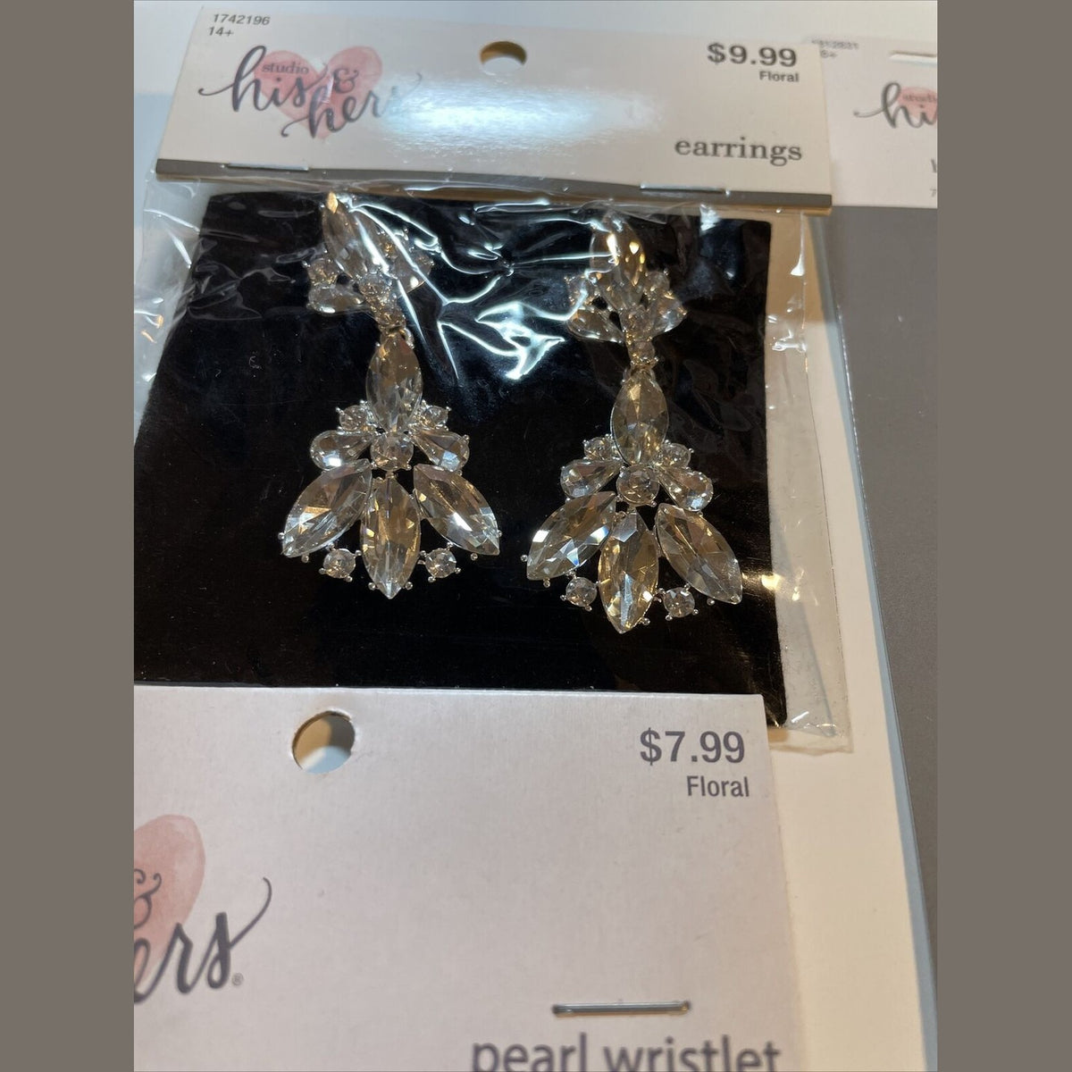 Combo Lot 4 PCs Studio His & Hers WEDDING Set: Earrings- Headpiece- Bracelets