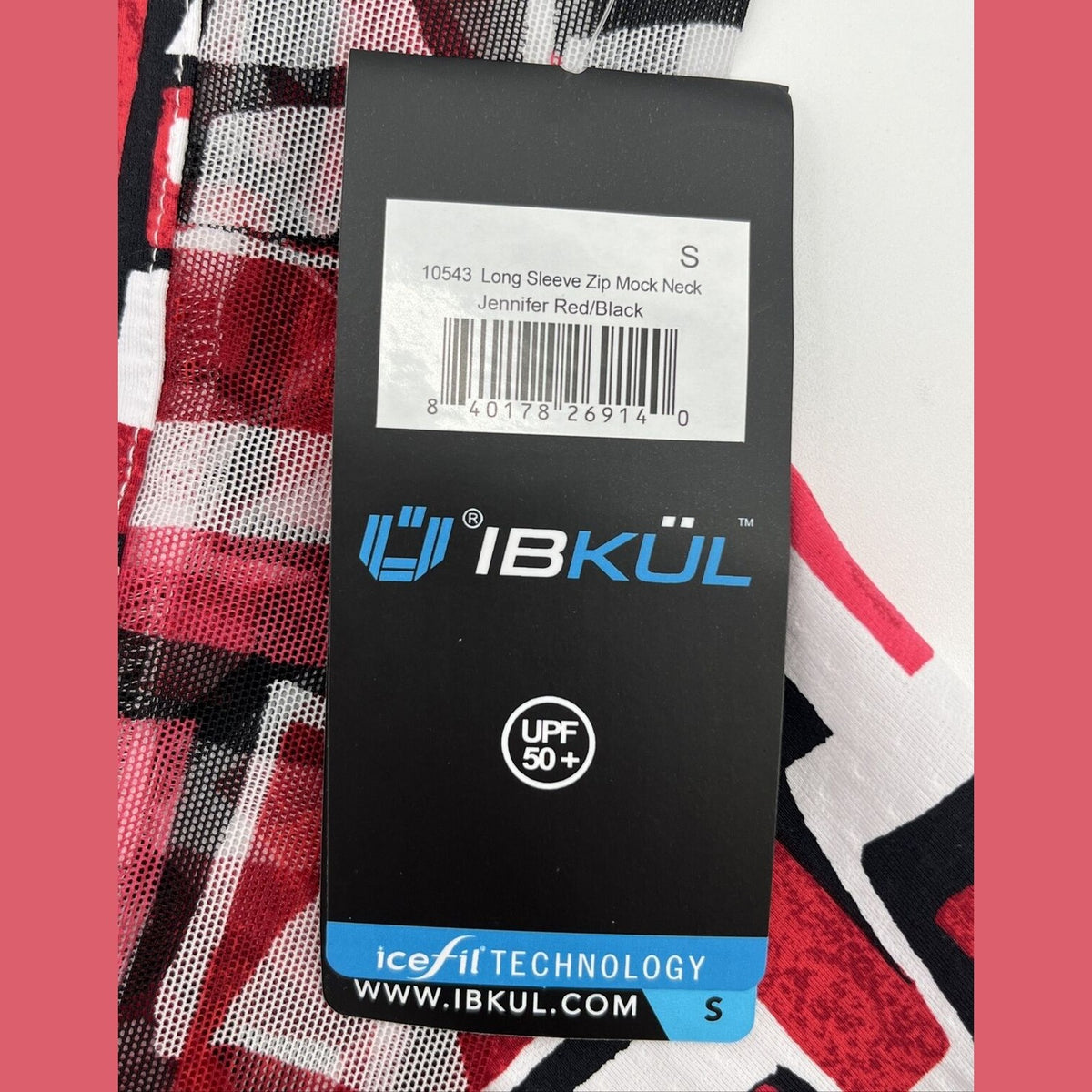 $100 Ibkul Women’s Long Sleeve Zip Mock Neck Top-Jennifer Red -Small -New