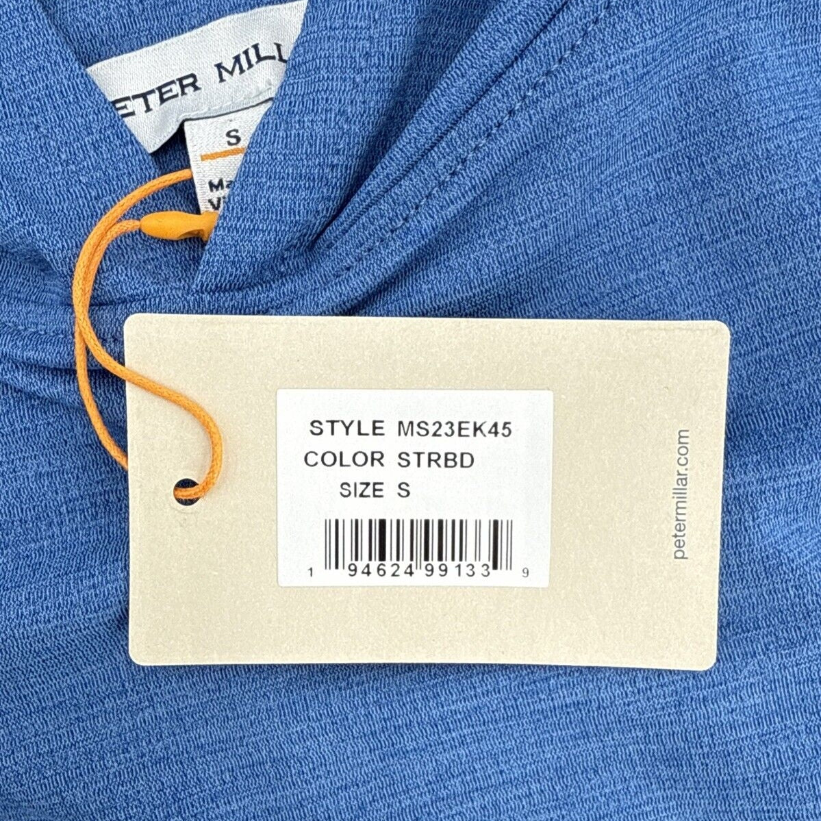 $200 Peter Millar Men’s Pine Performance Hoodie Pullover-Starboard Blue-Small