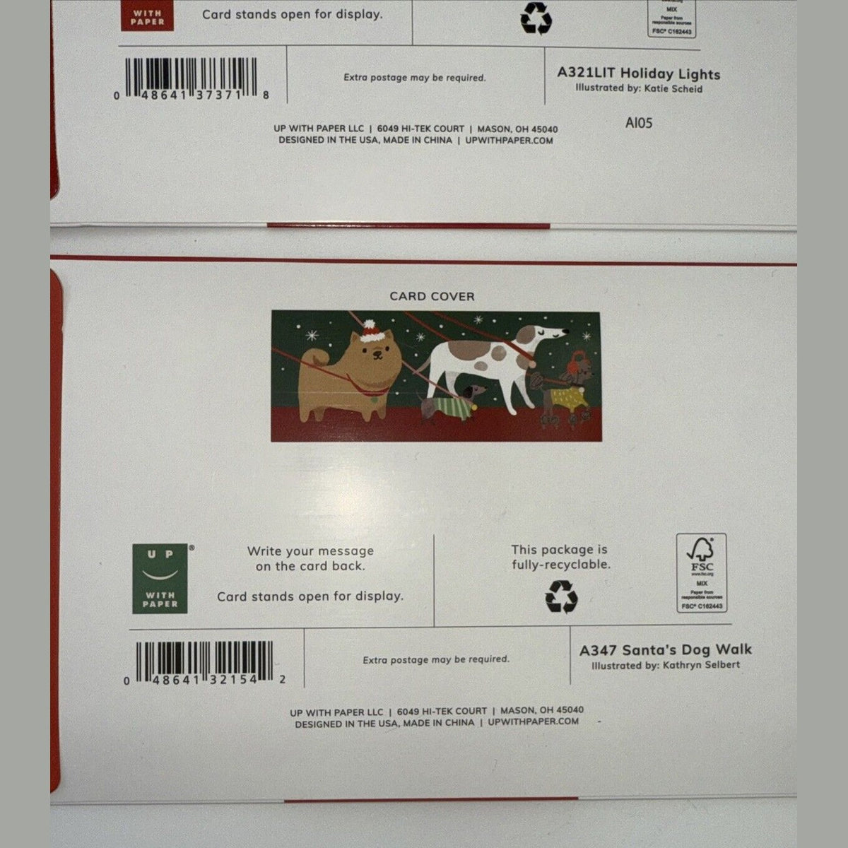 Lot Of 2 Up With Paper 3D Pop-Up Christmas Cards- Combo B- Over $30 Retail!