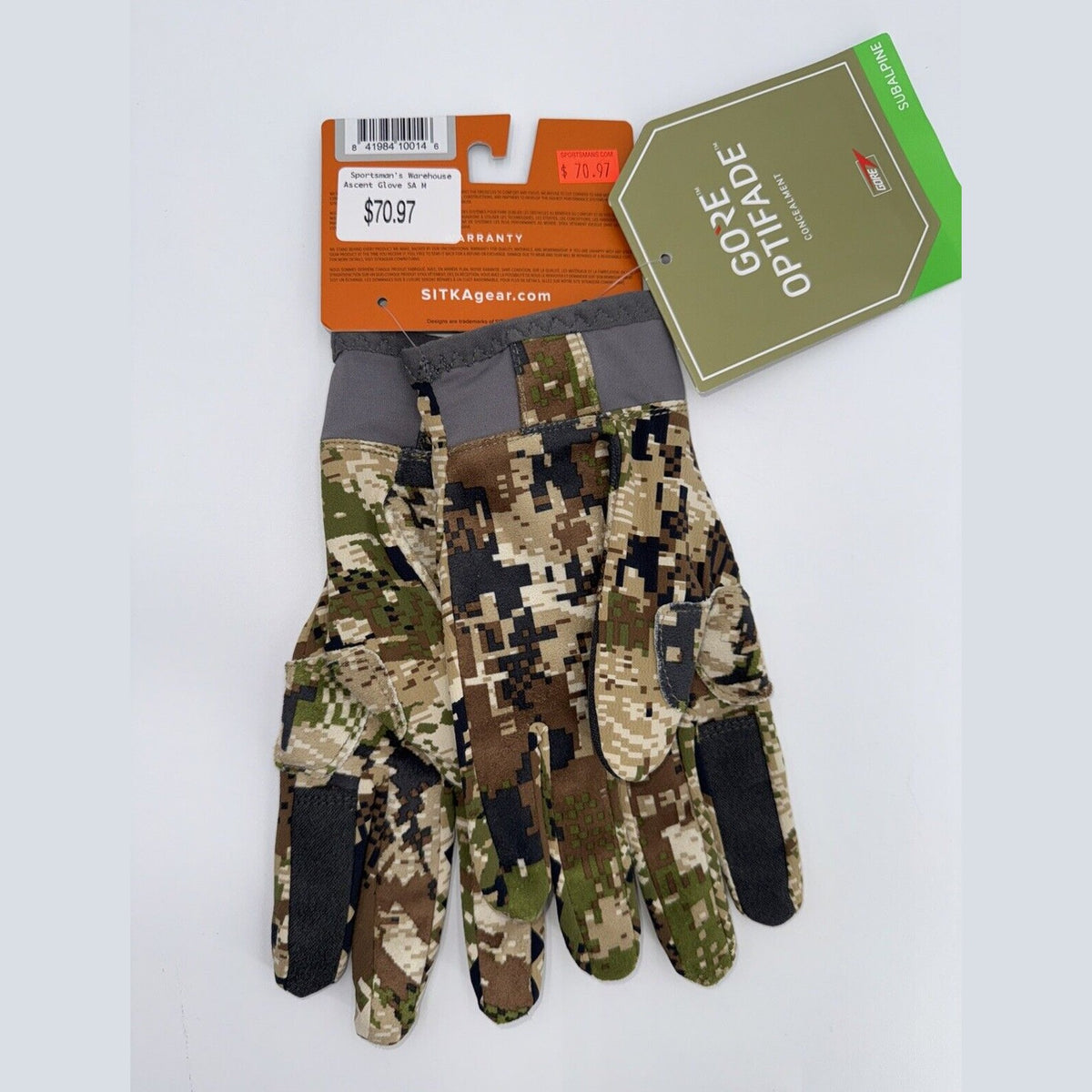 SITKA Men’s Ascent Optifade Subalpine Gloves (90171-SA) Size: Medium- New