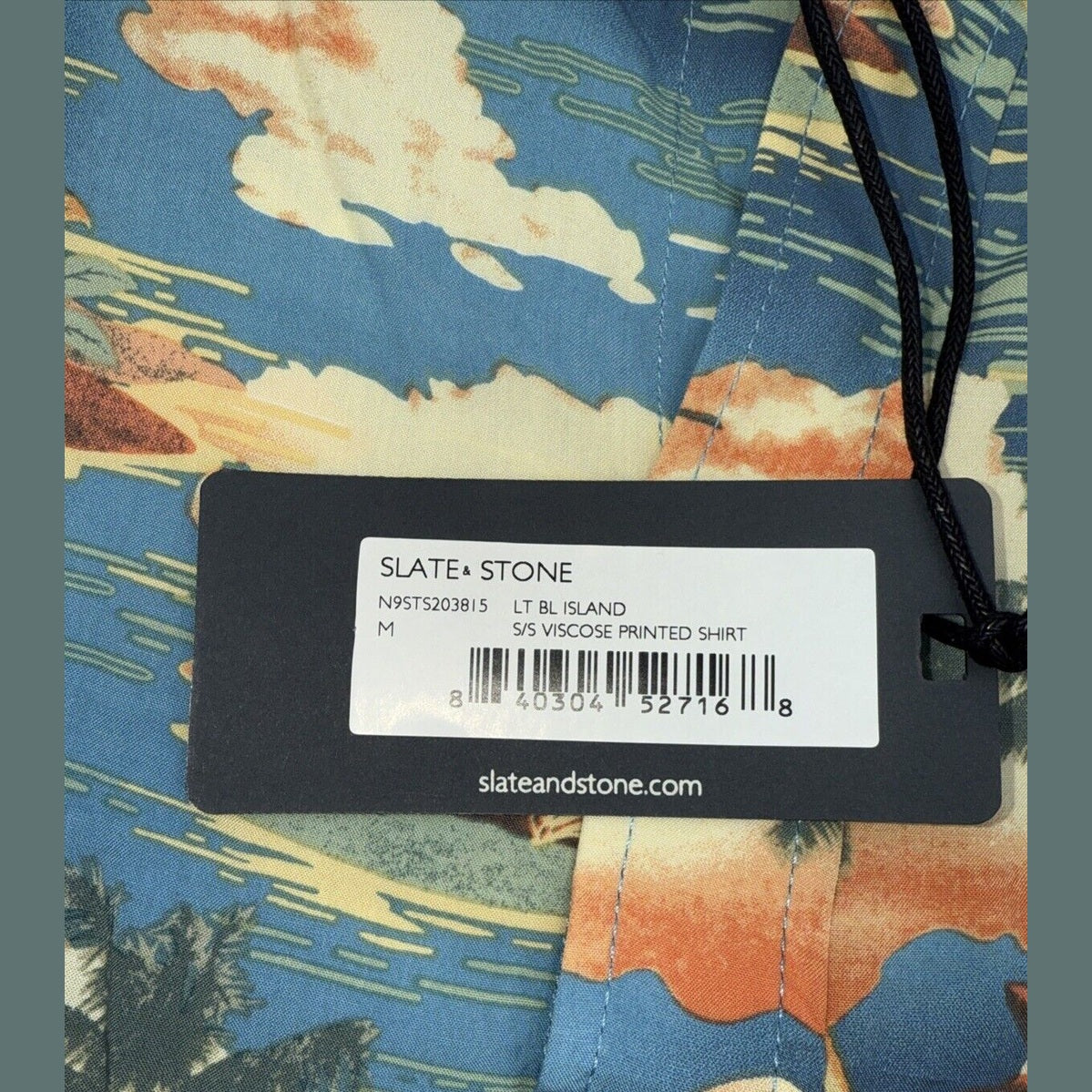 $128 Slate & Stone Island Floral Viscose Shirt Short Sleeve-Multicolor-Medium