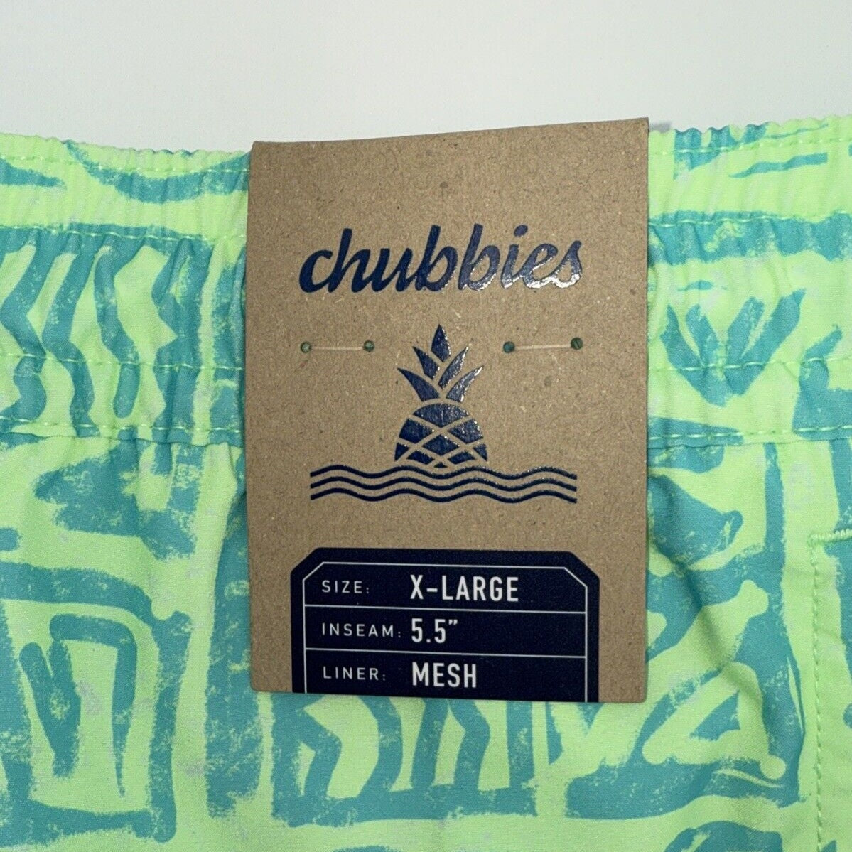 $70 Chubbies The Shakedowns 5.5" Inseam Swim Trunks-Green Blue -XLarge -New Tag
