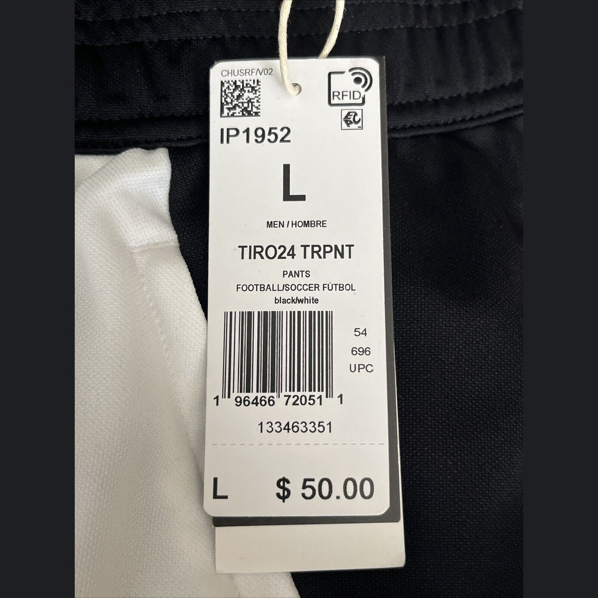 Adidas Men's Tiro 24 Slim Training Pants - Black On White- Large - New Tag $50