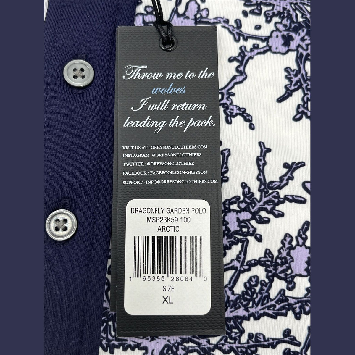 $118 Greyson Men’s Dragonfly Garden Polo Golf Shirt - Arctic - XLarge - New Tags