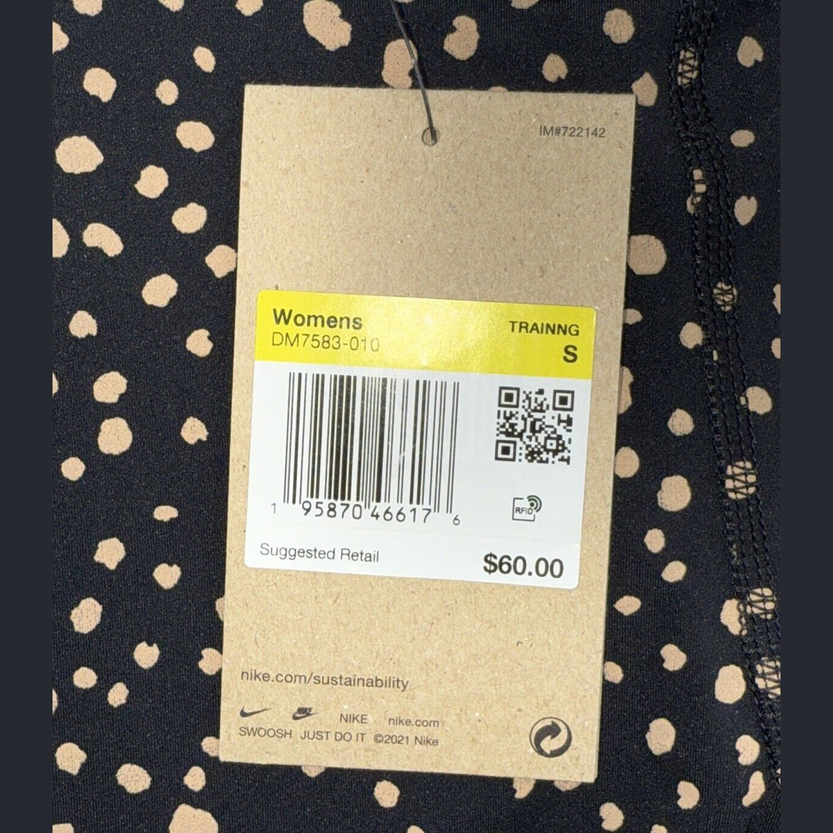 Nike Women's Pro Leggings DM7583 Dri-Fit Mid-Rise Crop Leggings-Black Gold-Small
