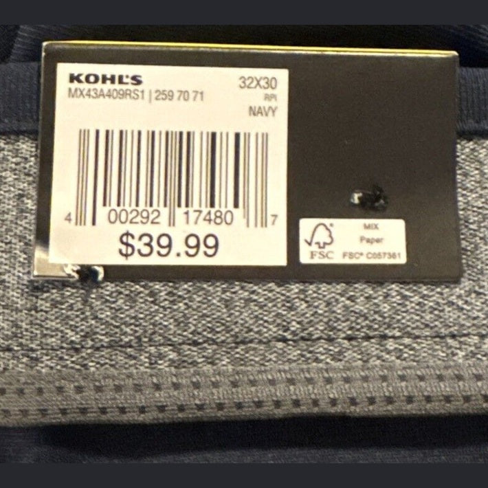 FLX Men’s Premium Slim 5 Pocket Pants- Navy- 32W 30L - New Tags
