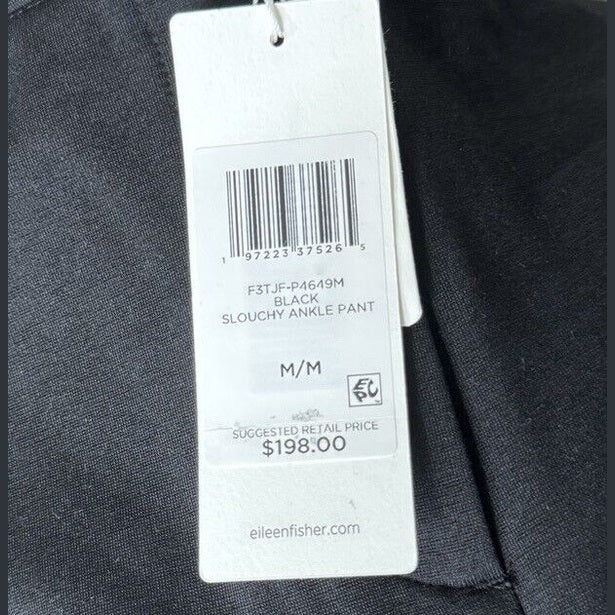 $198 Eileen Fisher Women’s Slouchy Ankle Pants- Black- Medium - New