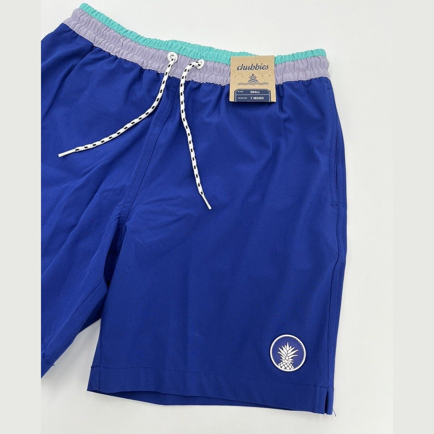 Chubbies Men's Stretch Swim Trunks 7" The Weekend Plans -Blue-Small -New $79.50