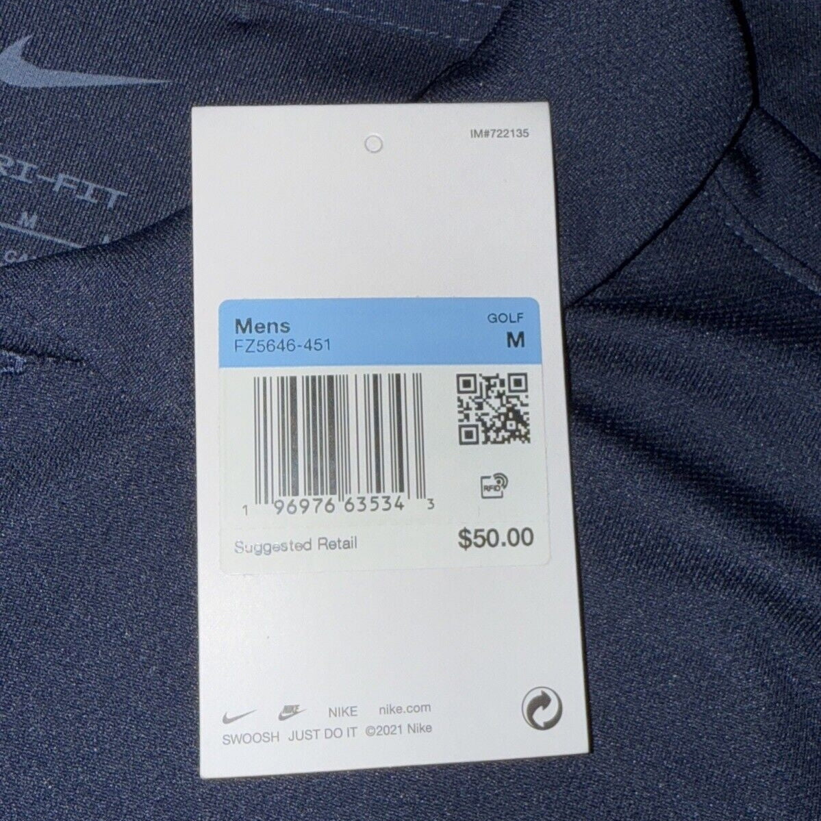 $50 Nike Men's Dri-FIT Golf Polo Shirt - Navy Obsidian- Medium - New Tags
