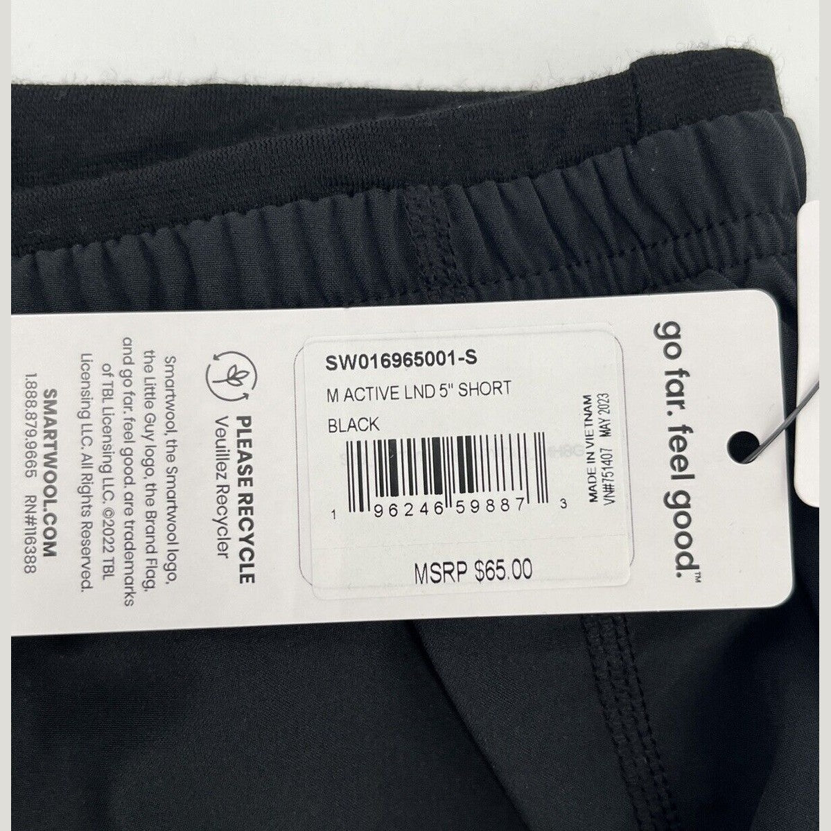 $65 Smartwool Men's Active Lined 5" Running Shorts -Black-Small -NEW