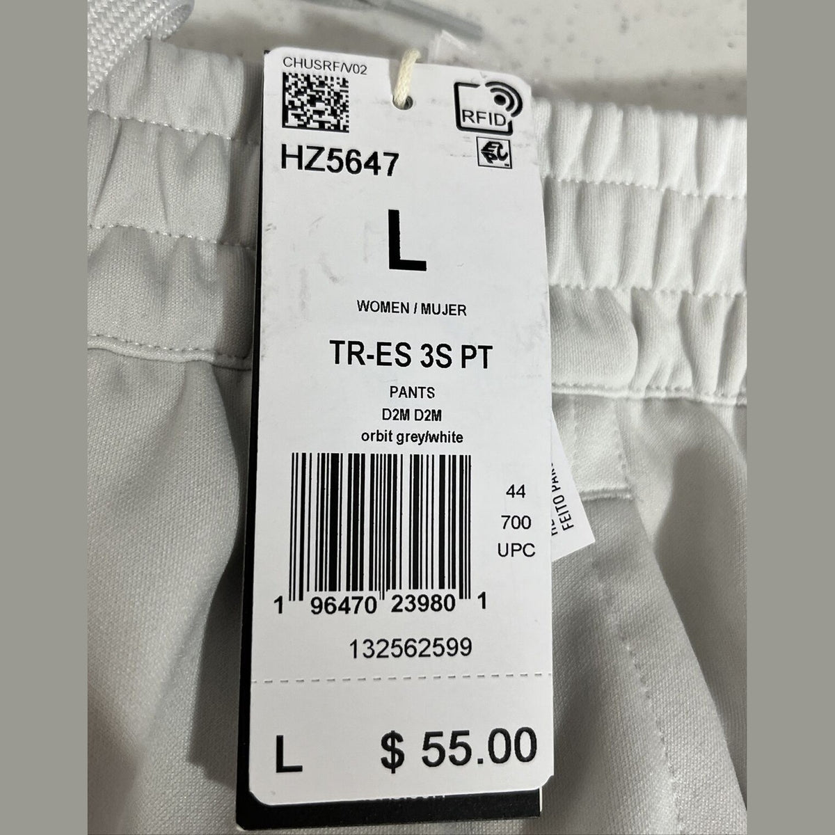 $55 Adidas Women’s 3-Stripes Essential Training Pants HZ5647-Orbit Grey-Large