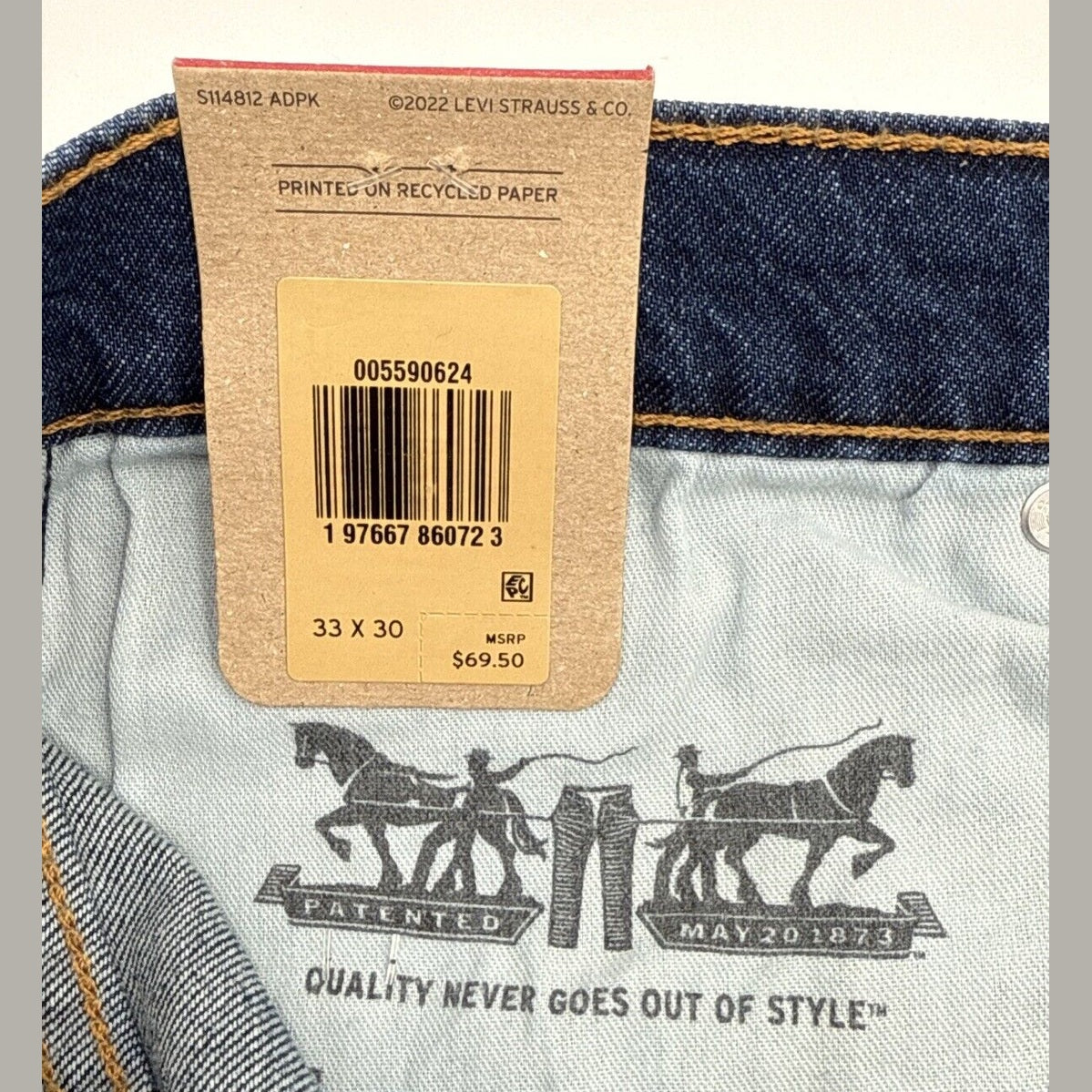 $69.50 Levi's Men's 559 Relaxed Straight Jeans - Mystery Man Blue - 33W 30L -NEW