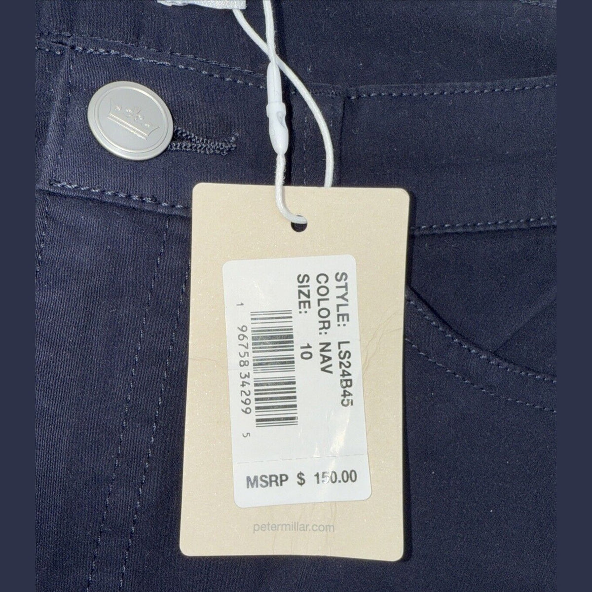 $150 Peter Millar Women's Karlie Stretch Sateen High Rise Pant-Navy-Size: 10-NEW