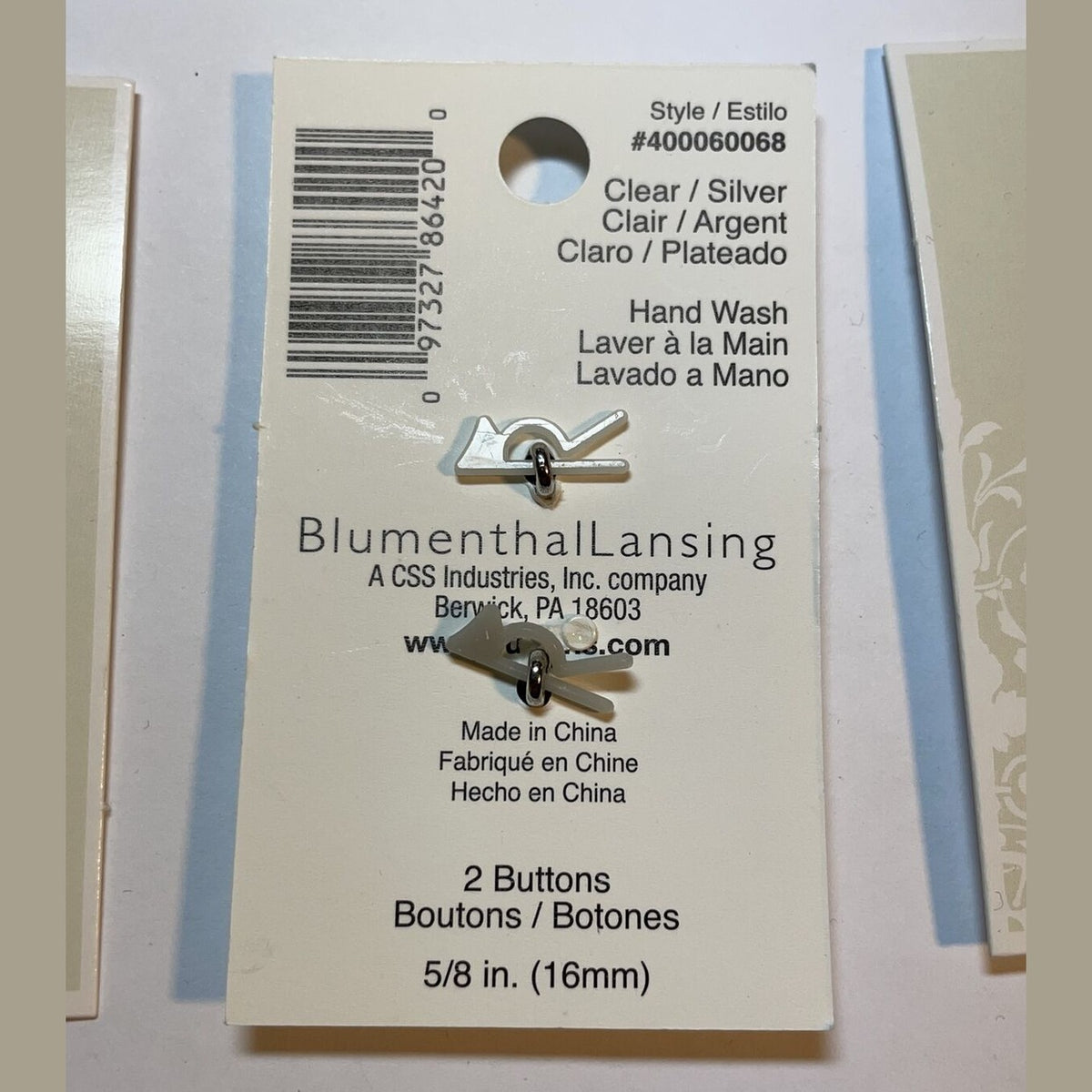 Lot Of 4 Cards La Mode rhinestones 5/8” Buttons 40060068 Rounded 2-Count