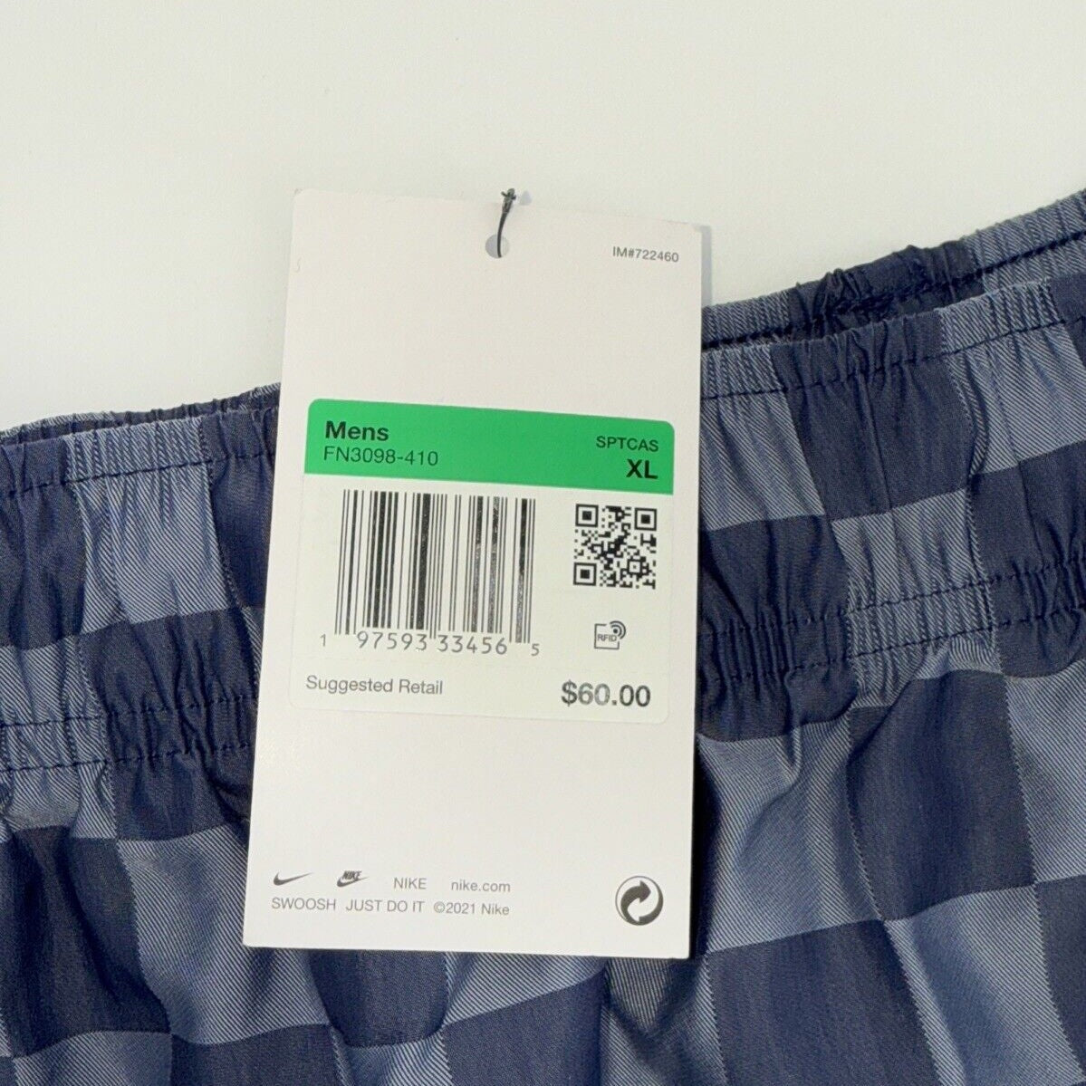 $60 NEW Nike Men’s Club Checkered Woven Flow Shorts-Blue/Grey- XLarge - New