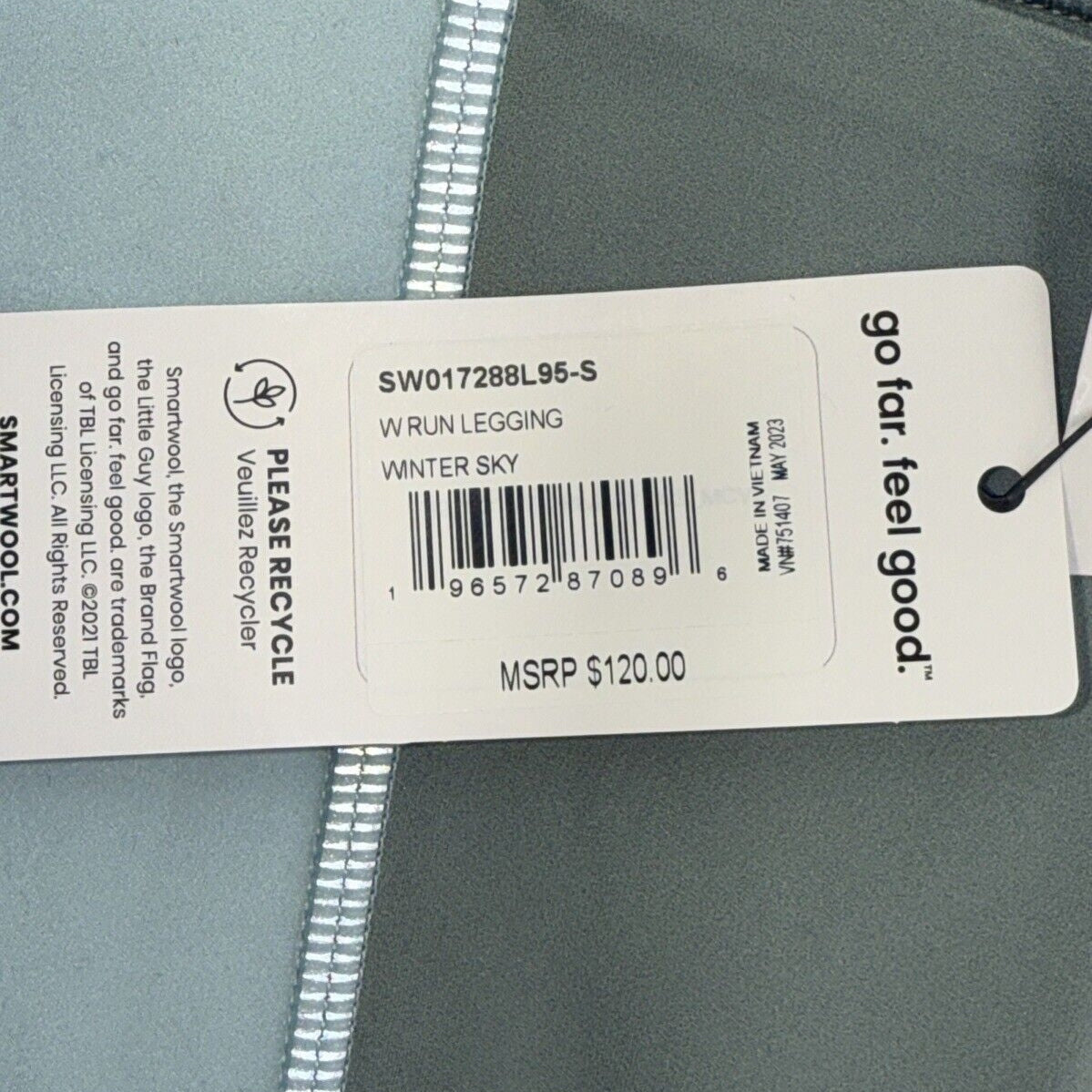 $120 Smartwool Women's Run Legging - Winter Sky - Small - New With Tags