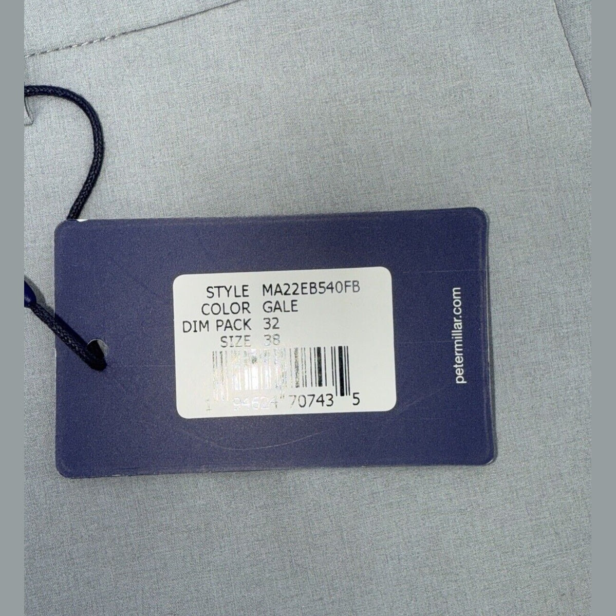 $180 Peter Millar Crown Men’s Crafted Surge Performance Pants- Gale Grey-38W 32L