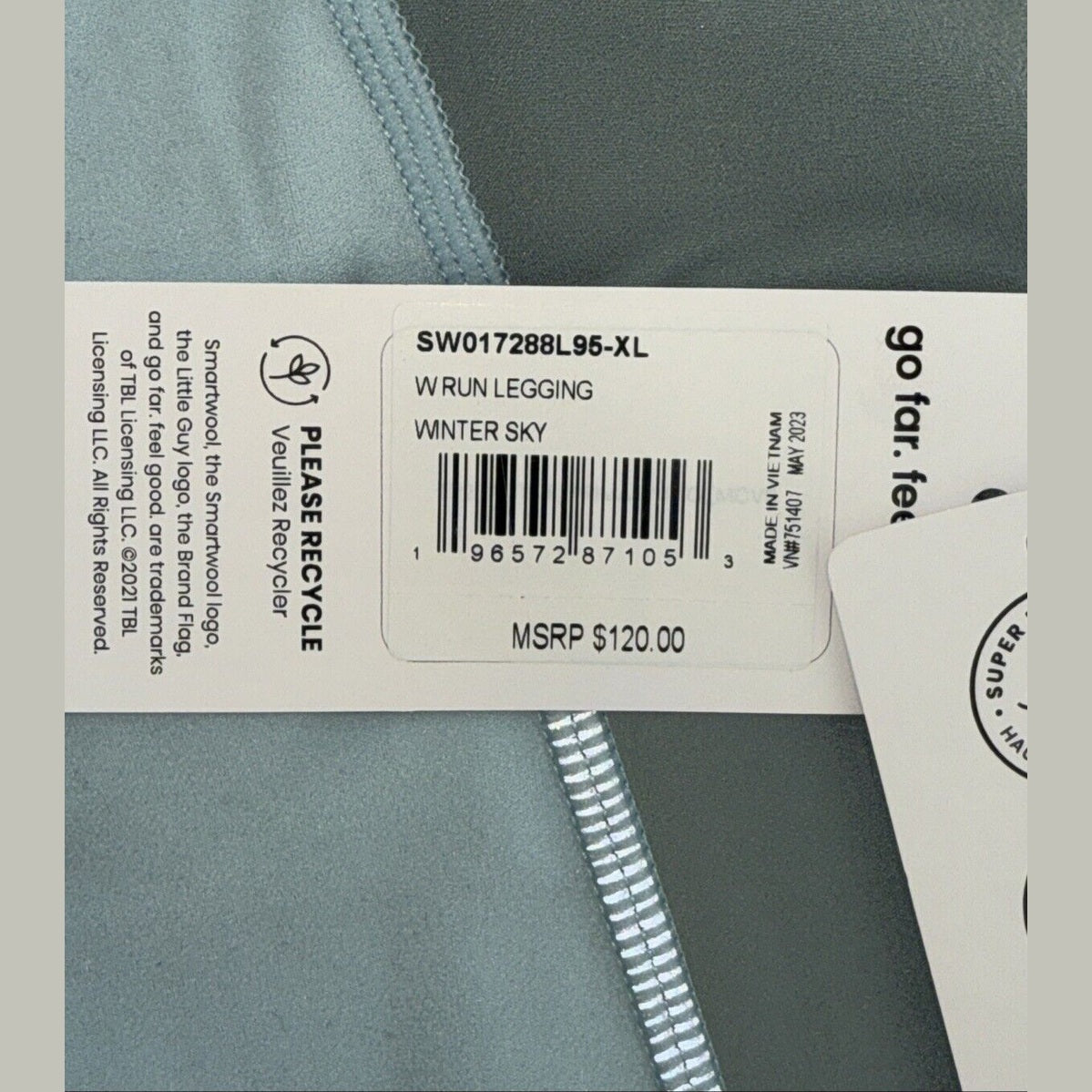 $120 Smartwool Women's Run Legging - Winter Sky - XLarge - New With Tags